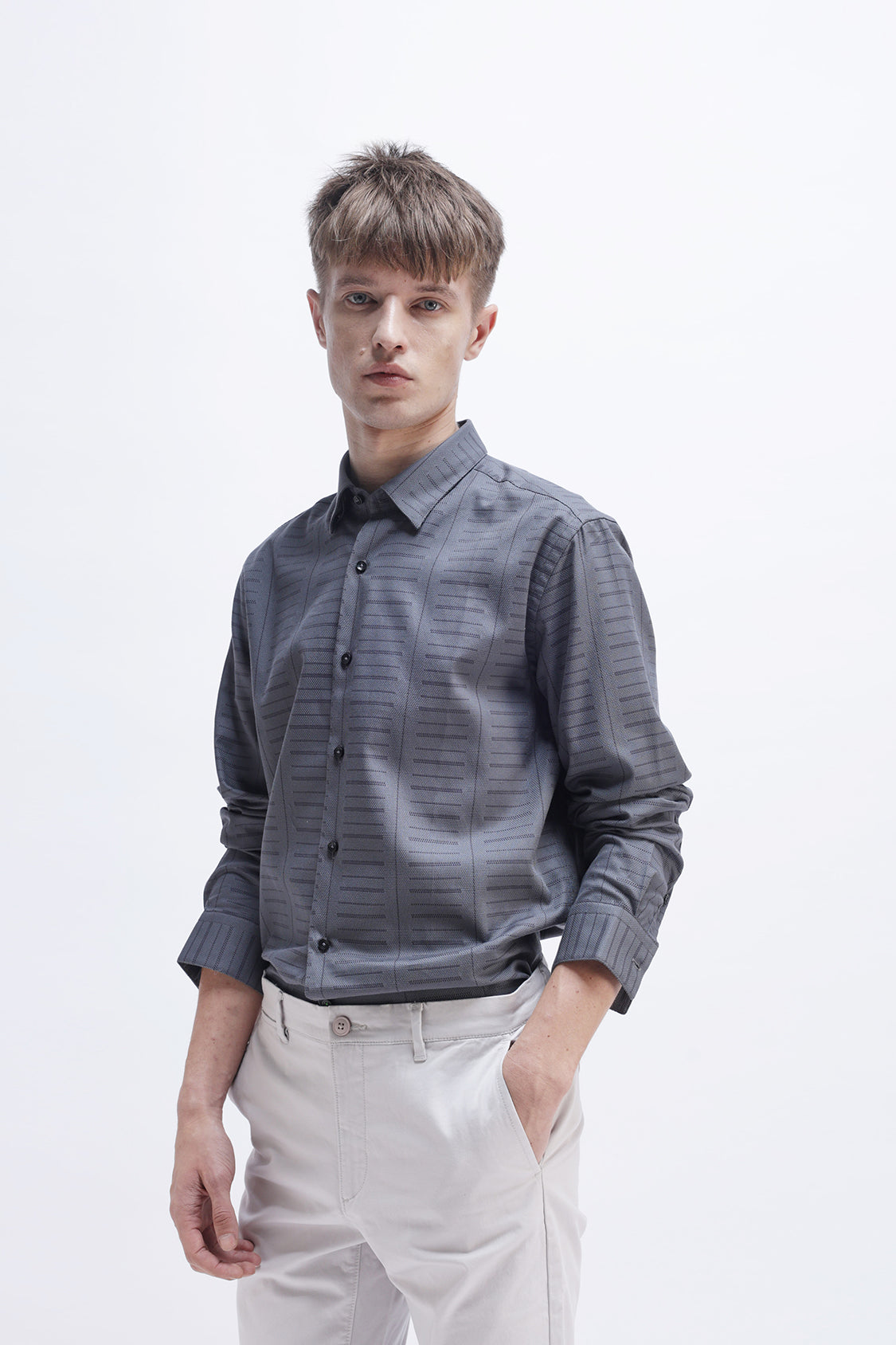 MOZILLA STEEL GREY STRIPES SHIRT