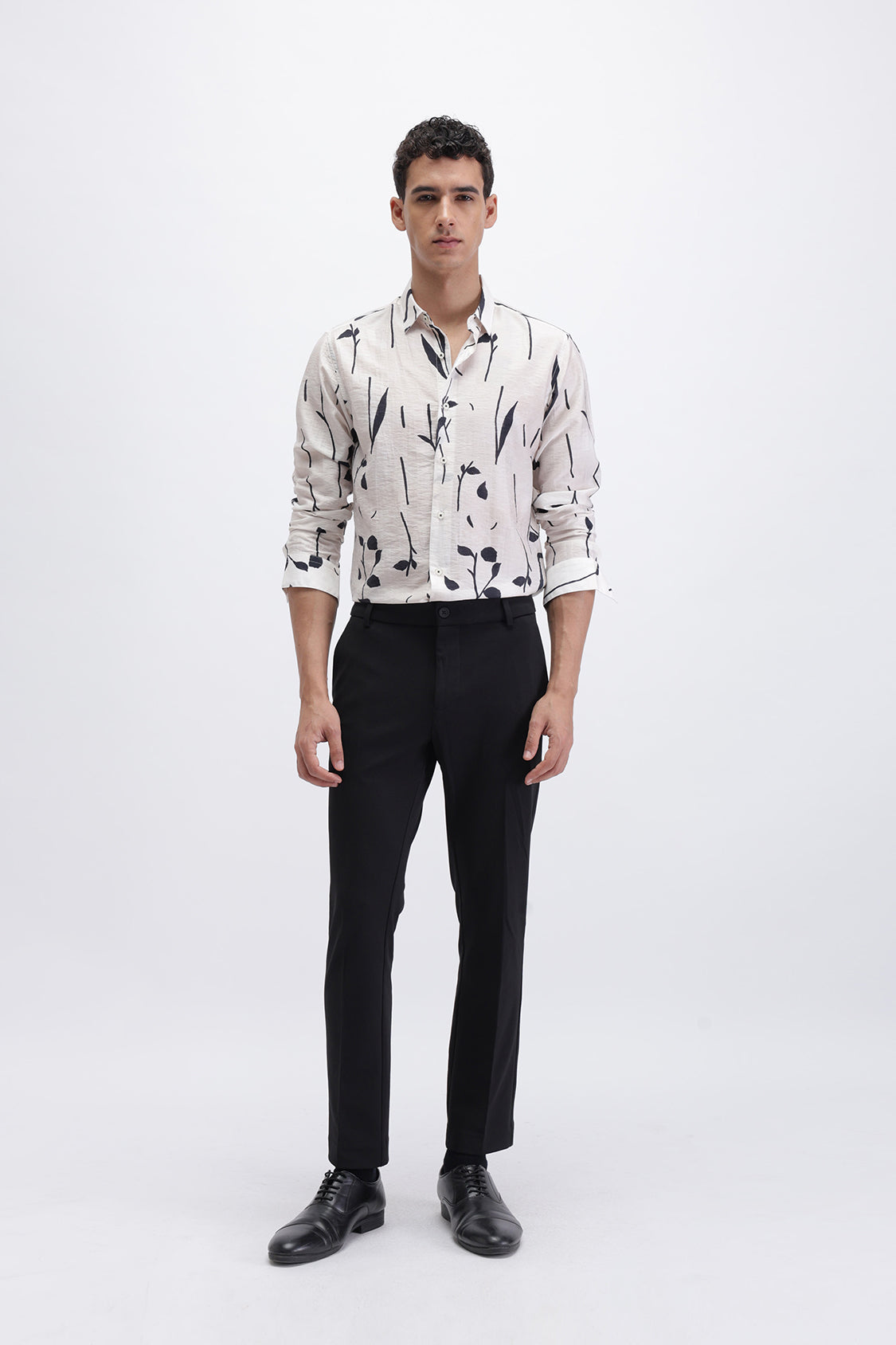 MEEK OFF WHITE BLACK LEAFY PRINT SHIRT