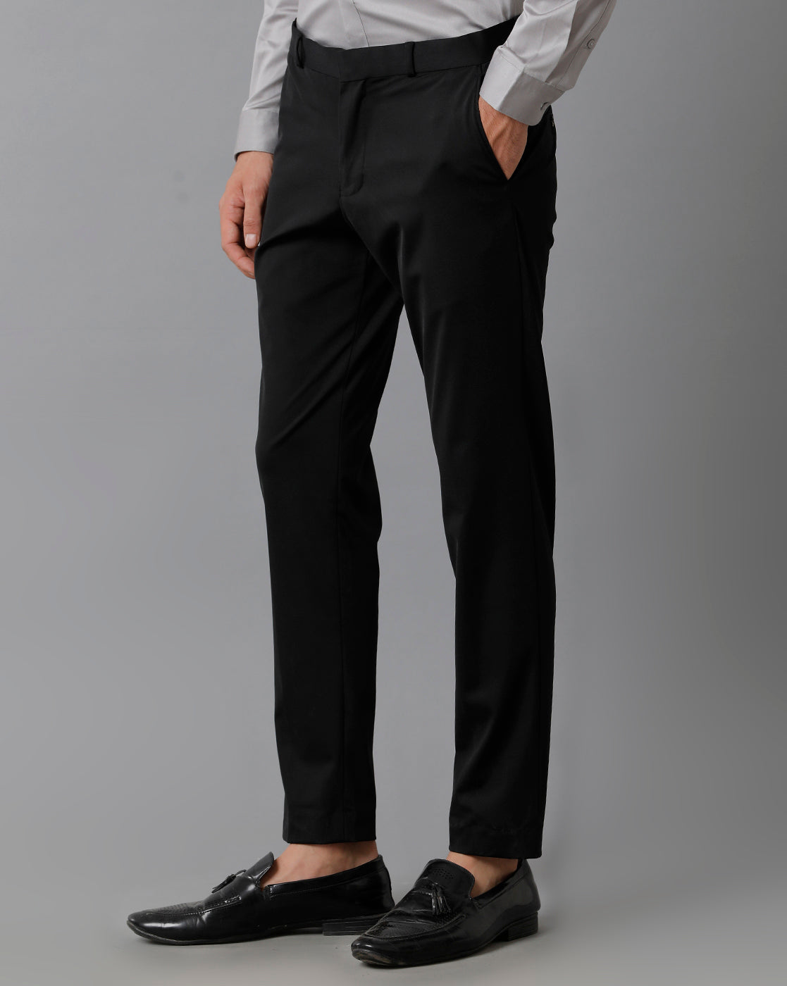 BLACK KNITTED STRETCH MENS TROUSER 3