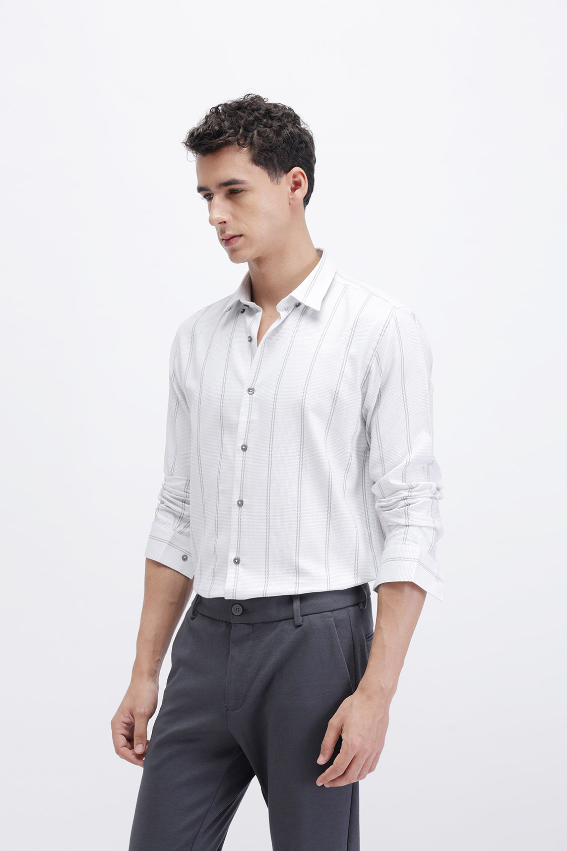 ZYPHER WHITE GREY STRIPES SHIRT