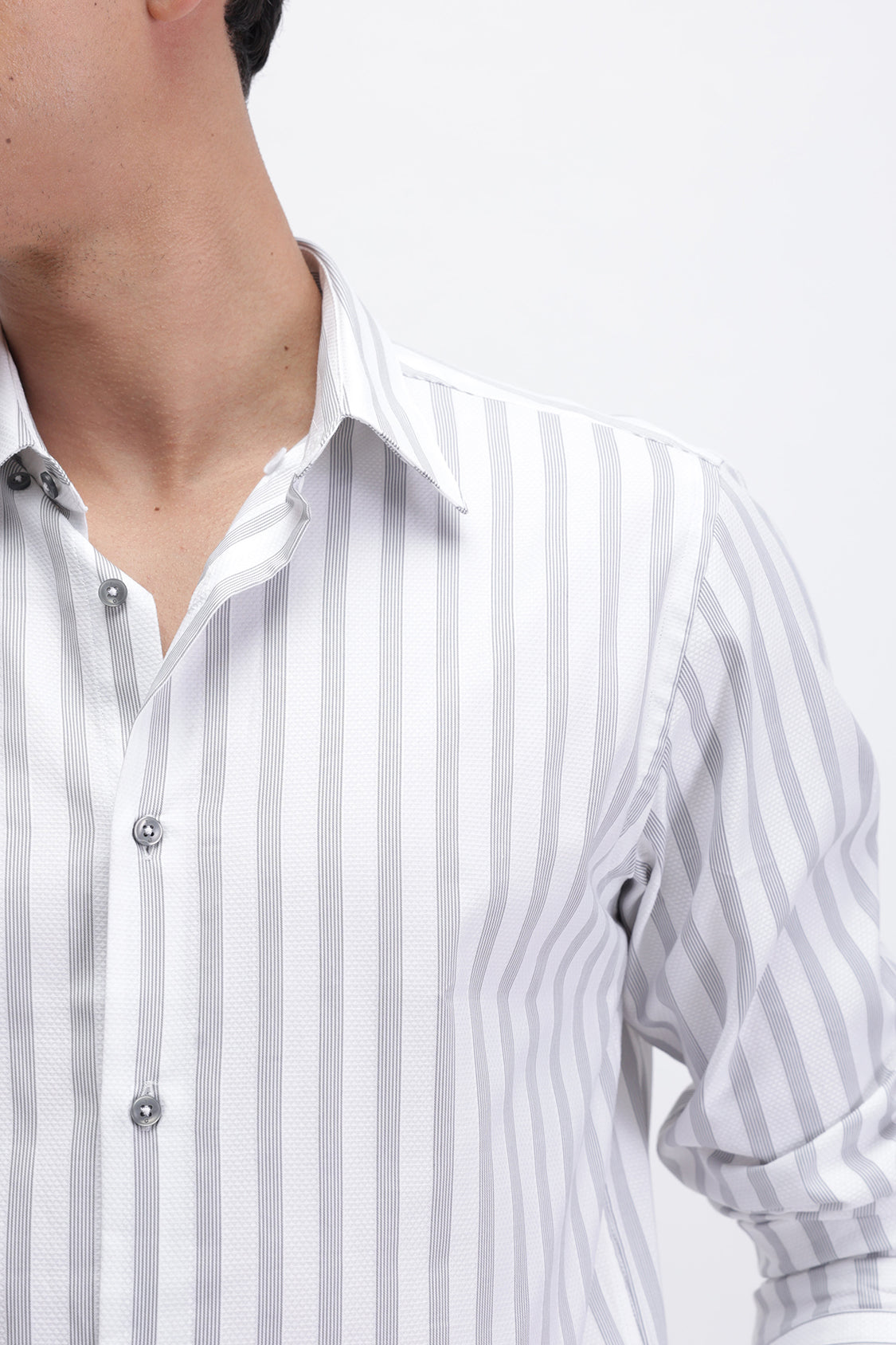 NOMAD WHITE GREY STRIPES SHIRT