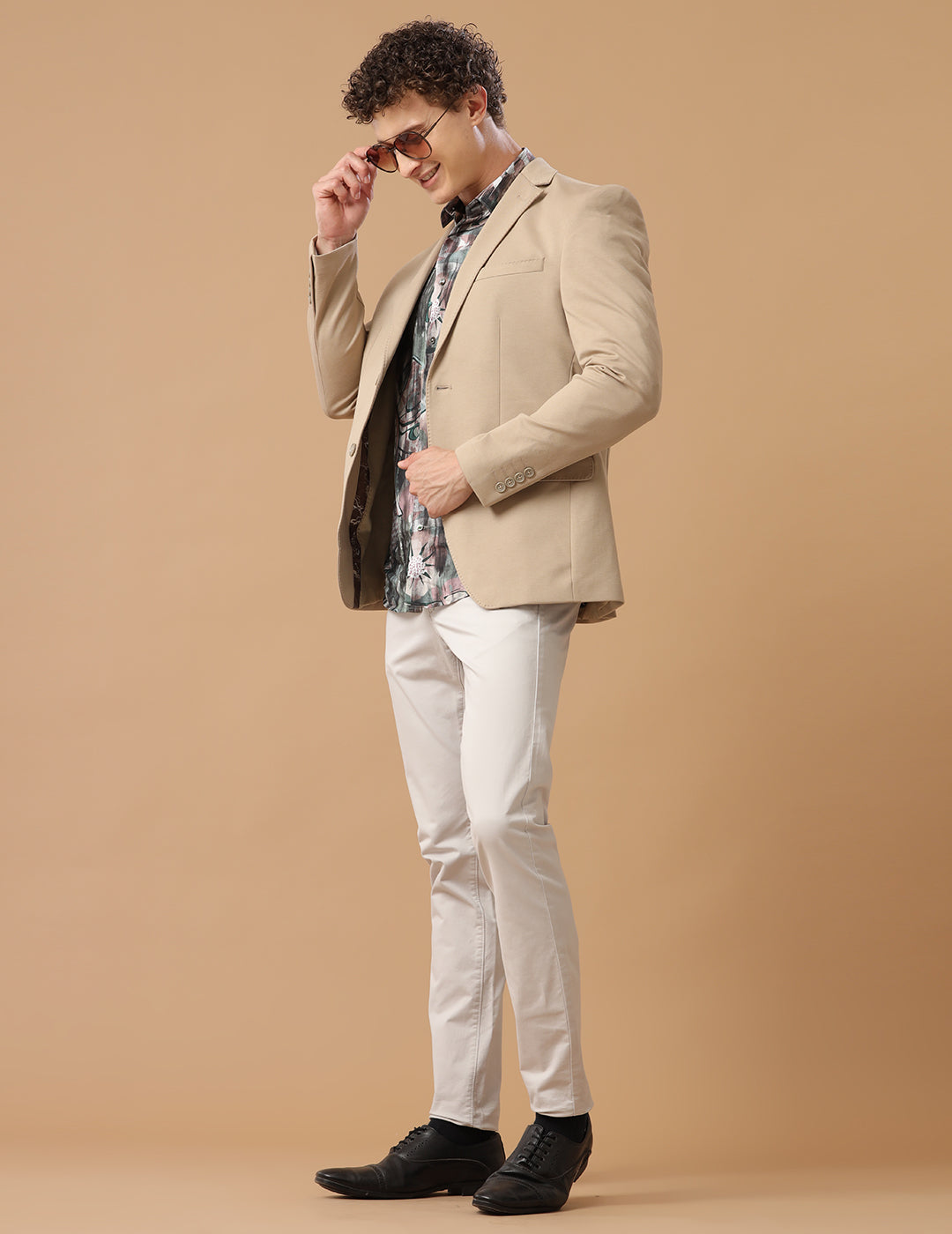 MENS SLIM FIT SINGLE BREASTED BEIGE FORMAL BLAZER