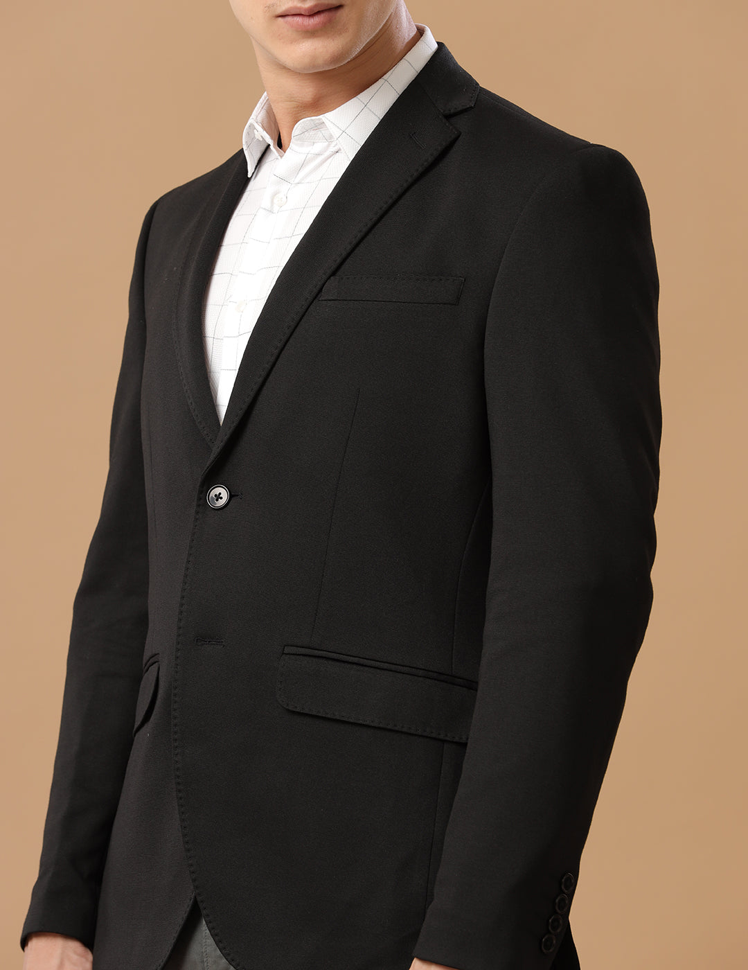 MENS SLIM FIT SINGLE BREASTED BLACK FORMAL BLAZER 1