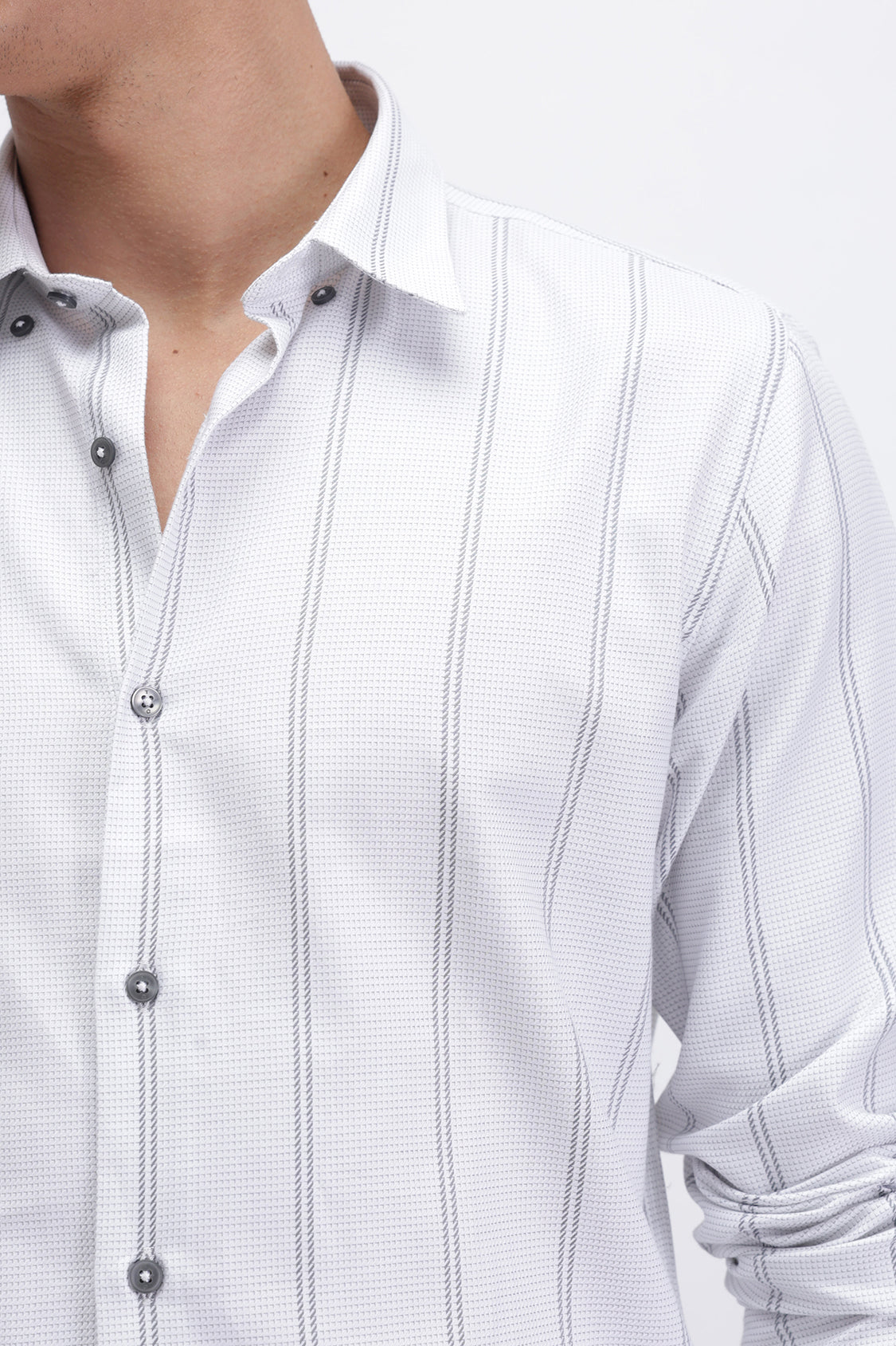 ZYPHER WHITE GREY STRIPES SHIRT