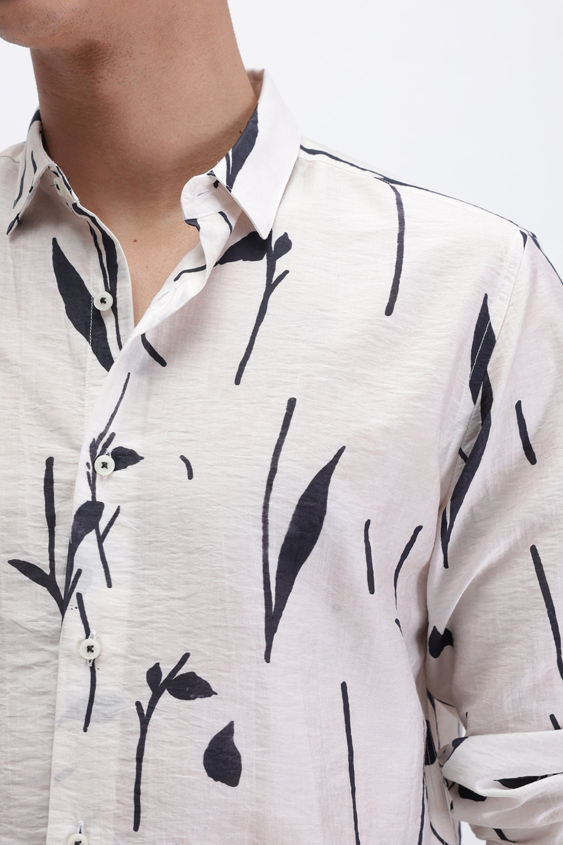 MEEK OFF WHITE BLACK LEAFY PRINT SHIRT