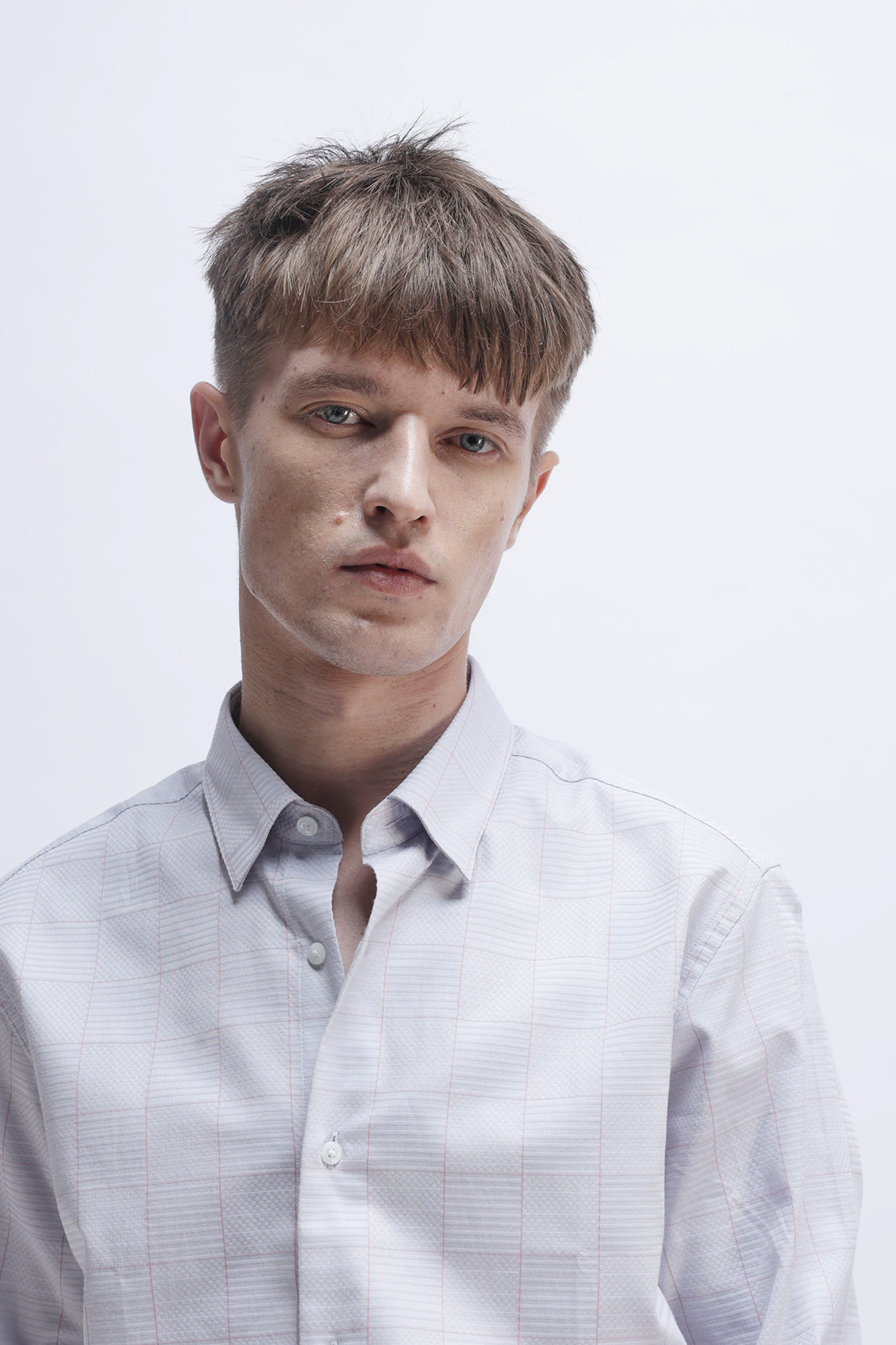 LIGHT GREY CHECKED CASUAL SHIRT