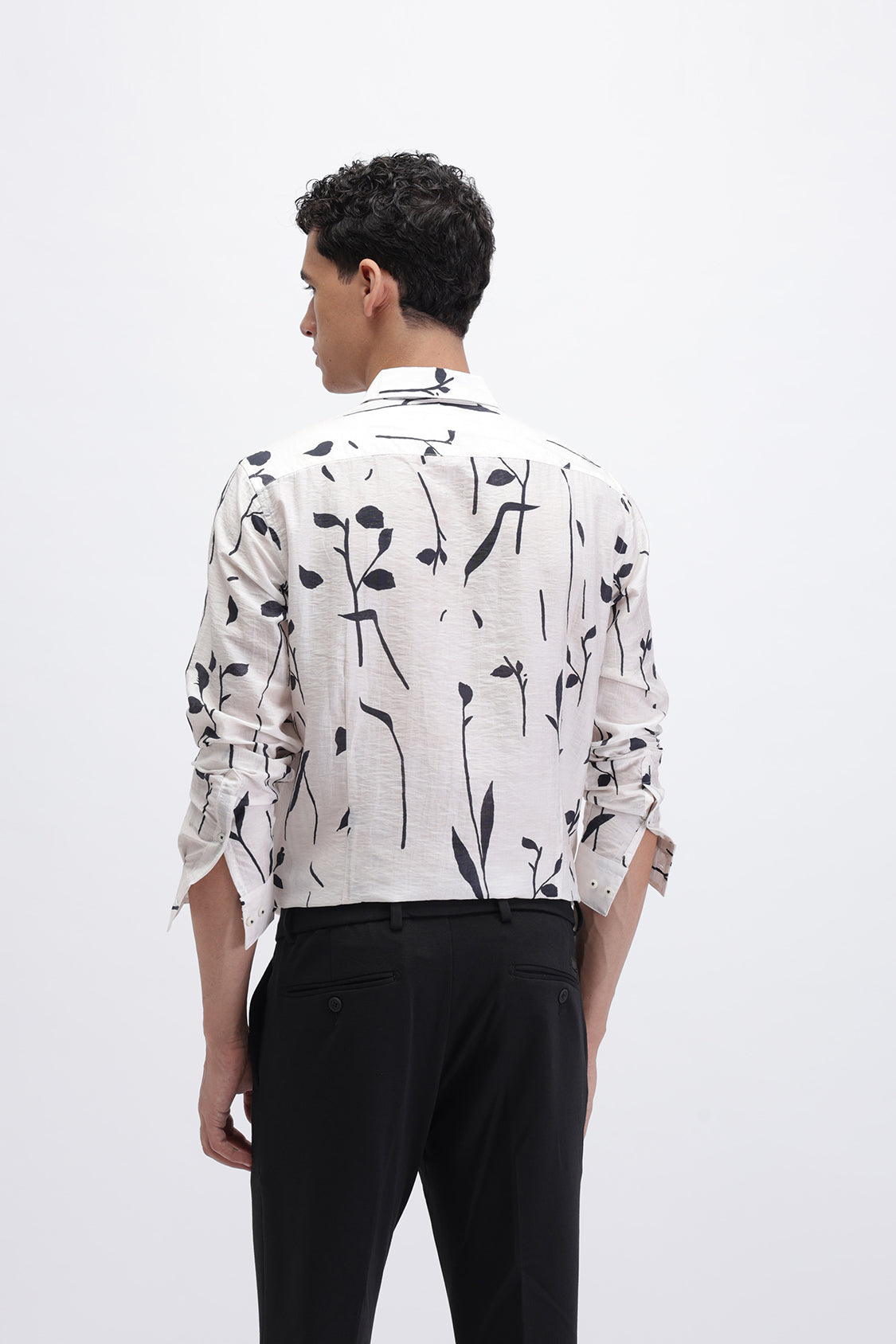 MEEK OFF WHITE BLACK LEAFY PRINT SHIRT