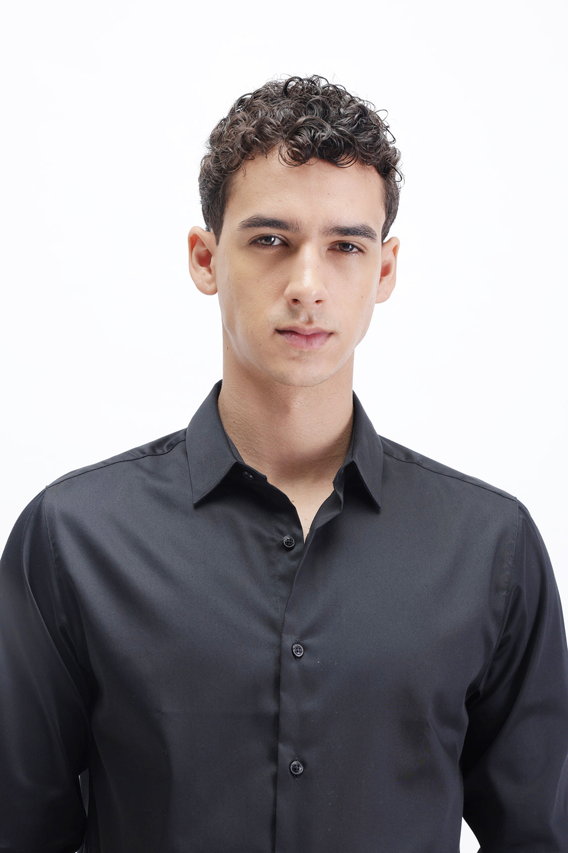 THE COLLECTION MENS STEPHEN BLACK SOLID COTTON SLIM FIT FULL SLE