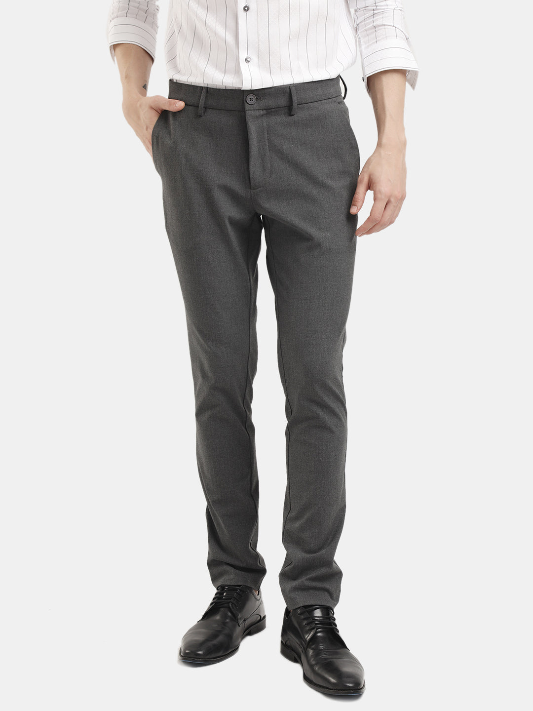 MENS TRAVIS DARK GREY MELANGE TROUSER