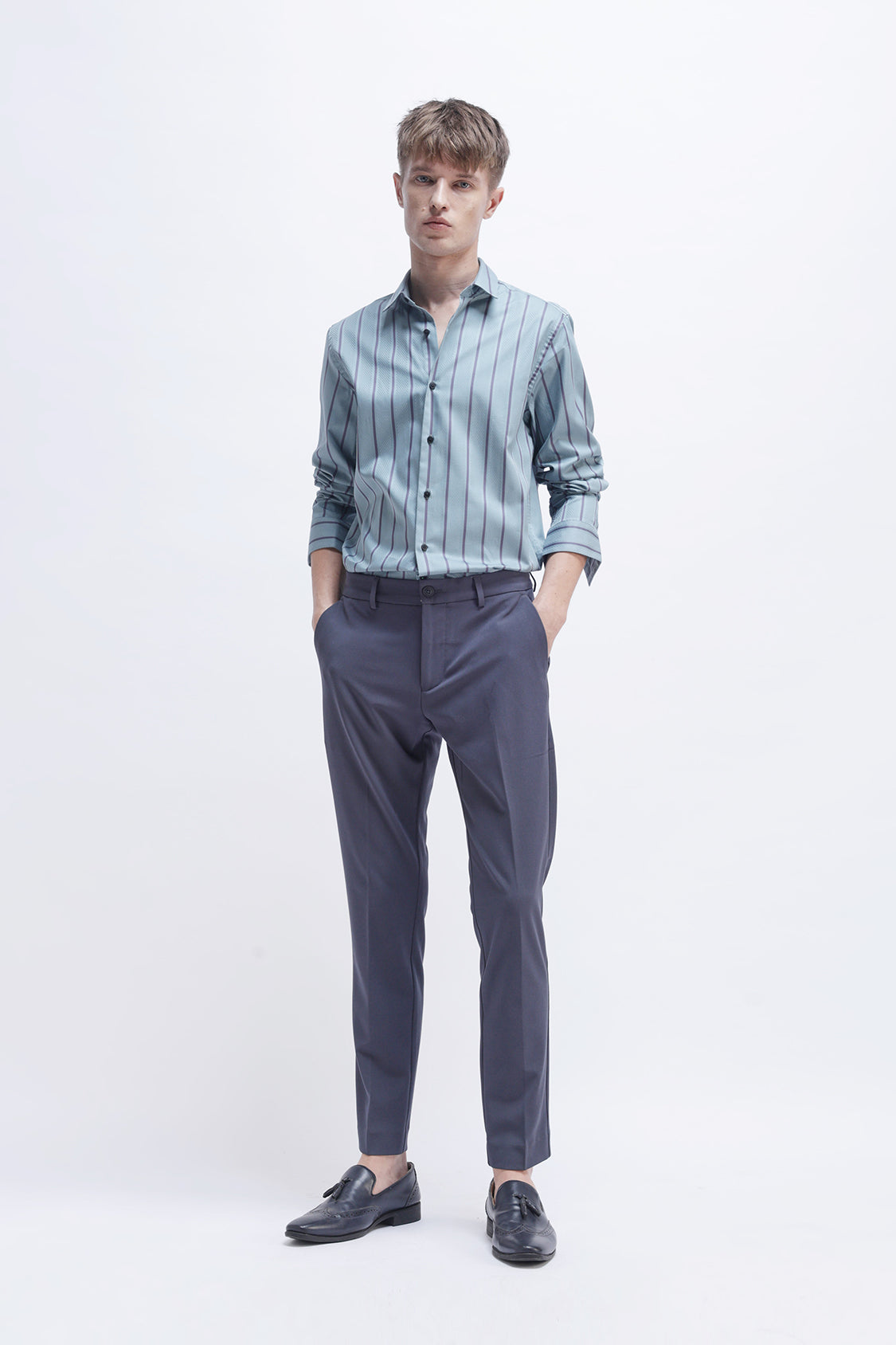 ROMIL STEEL BLUE STRIPES SHIRT