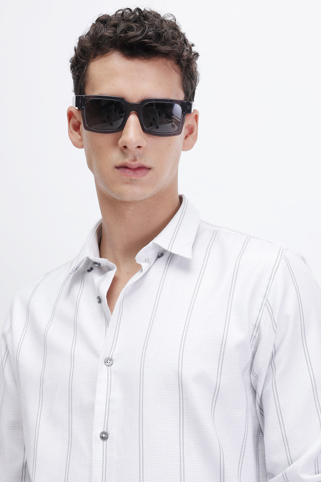 ZYPHER WHITE GREY STRIPES SHIRT
