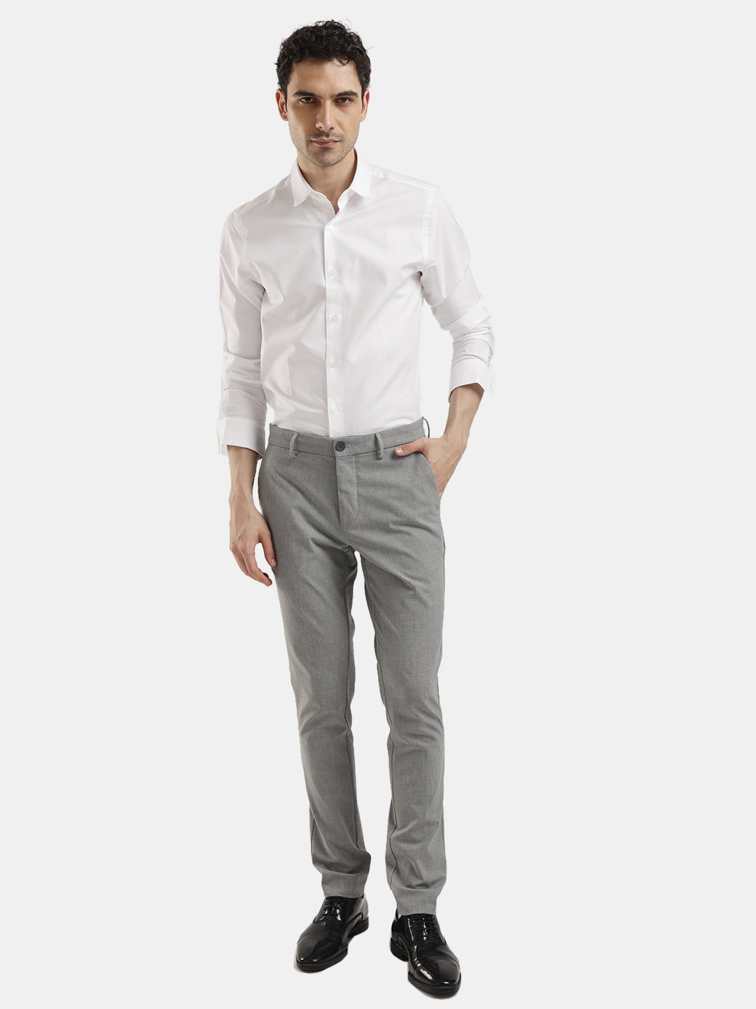 MENS TRAVIS LIGHT GREY MELANGE TROUSER
