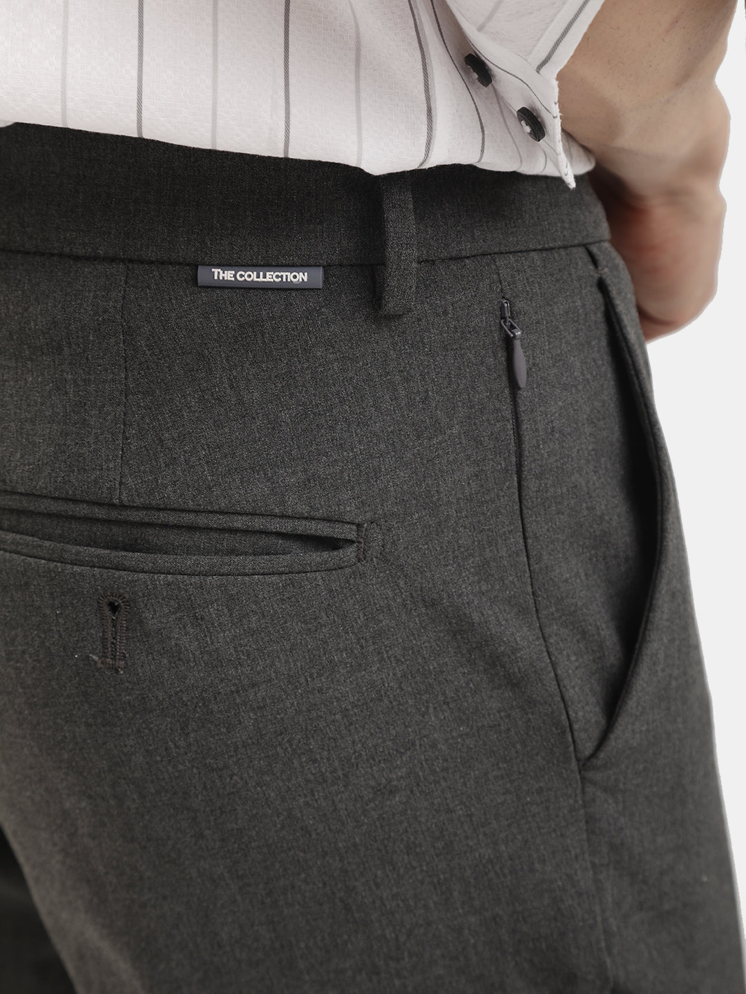 MENS TRAVIS DARK GREY MELANGE TROUSER