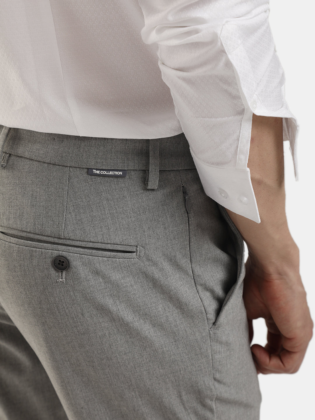 MENS TRAVIS LIGHT GREY MELANGE TROUSER