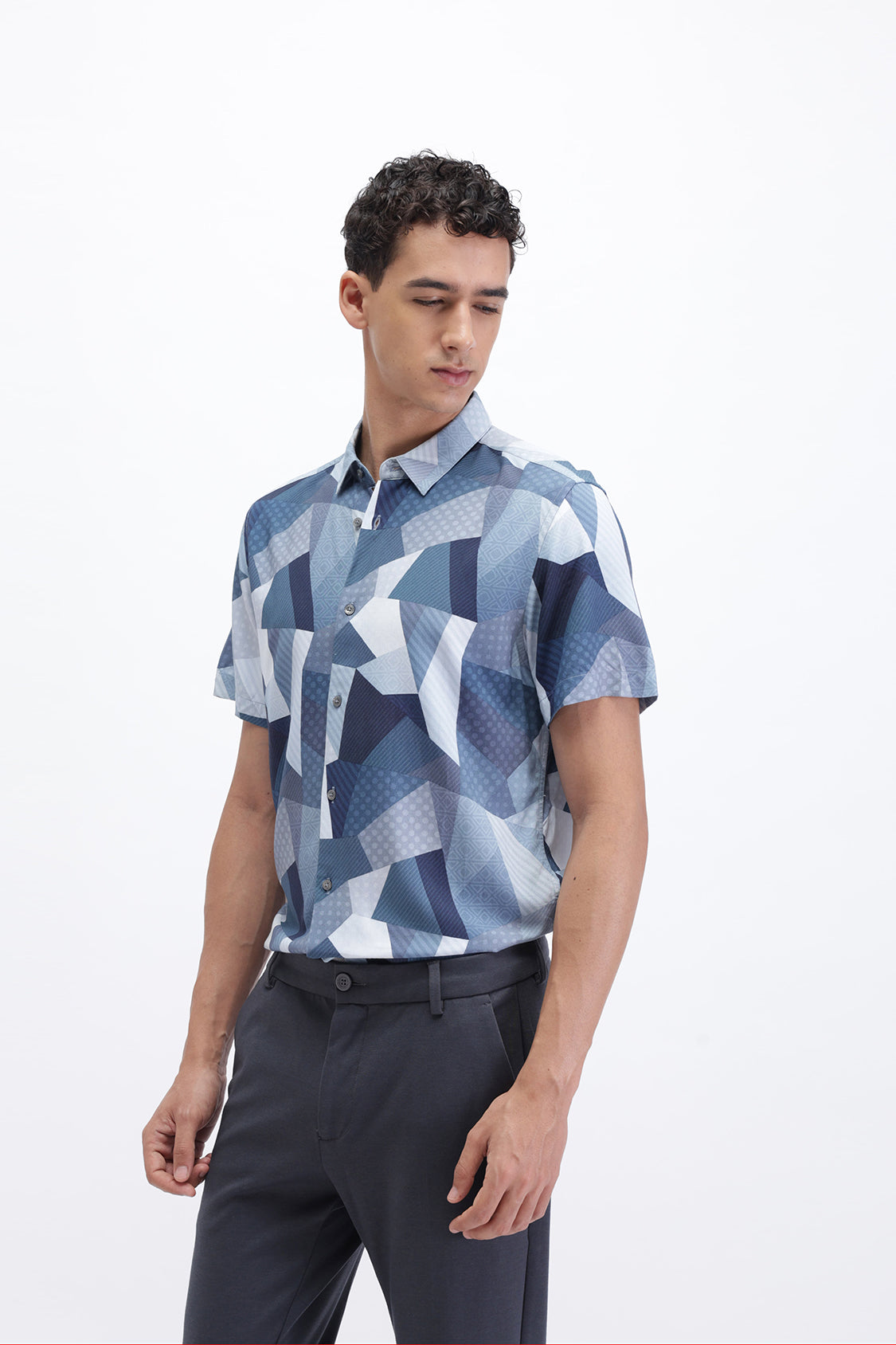 ISH BLUE ABSTRACT PRINT SHIRT