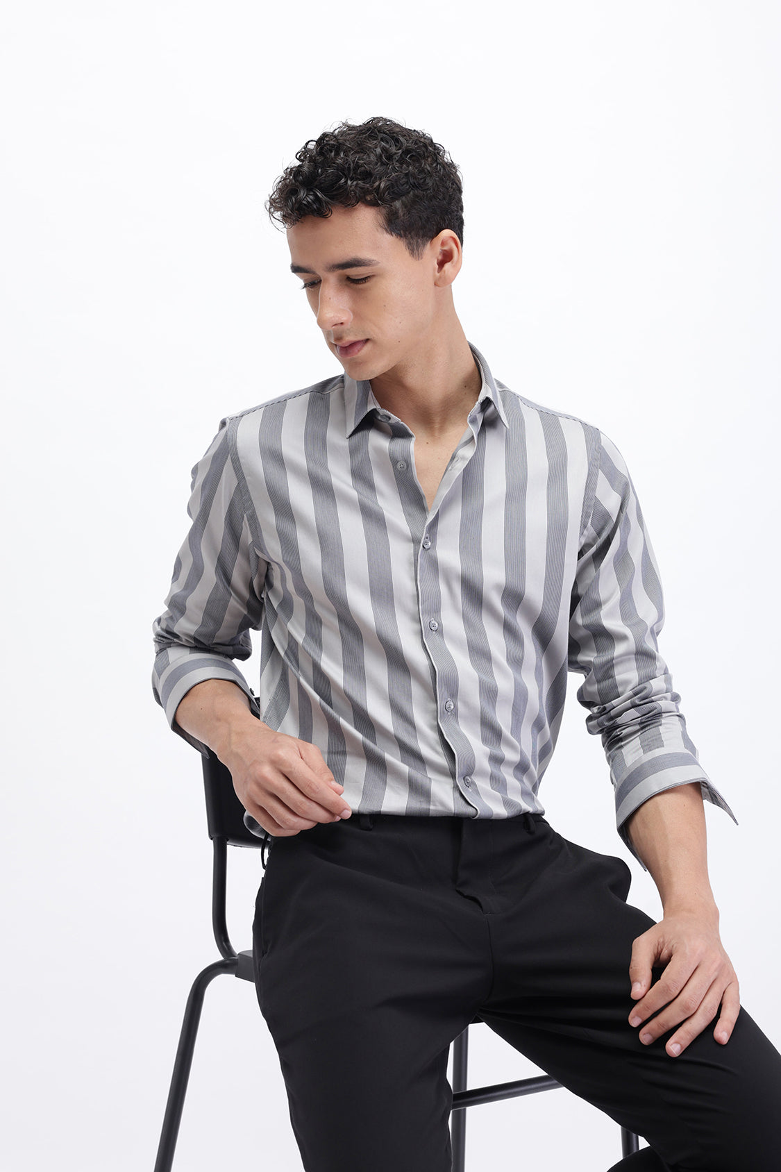 HYPER GREY NAVY STRIPES SHIRT