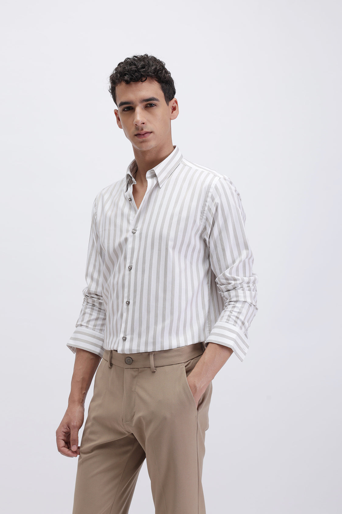 NOMAD WHITE BEIGE STRIPES SHIRT