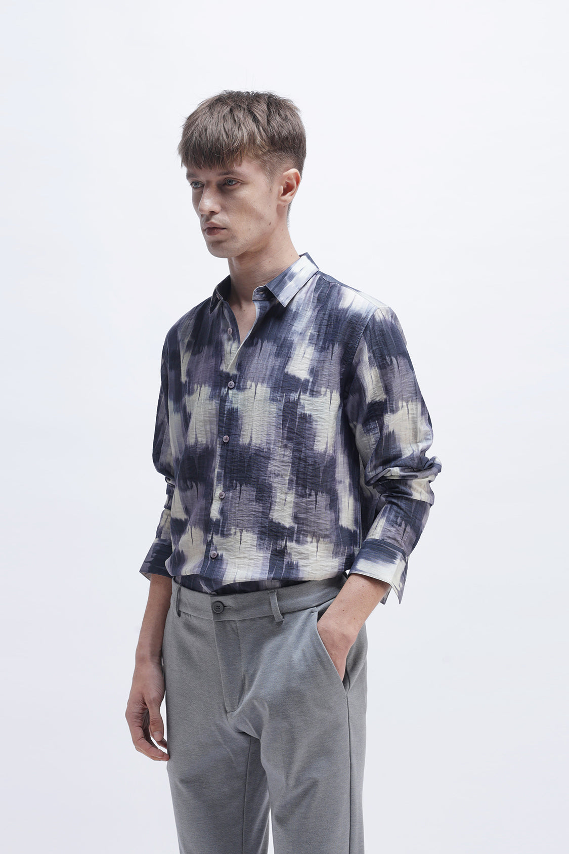 AMANDA MULTI VOILET DISTRESSED PRINT SHIRT