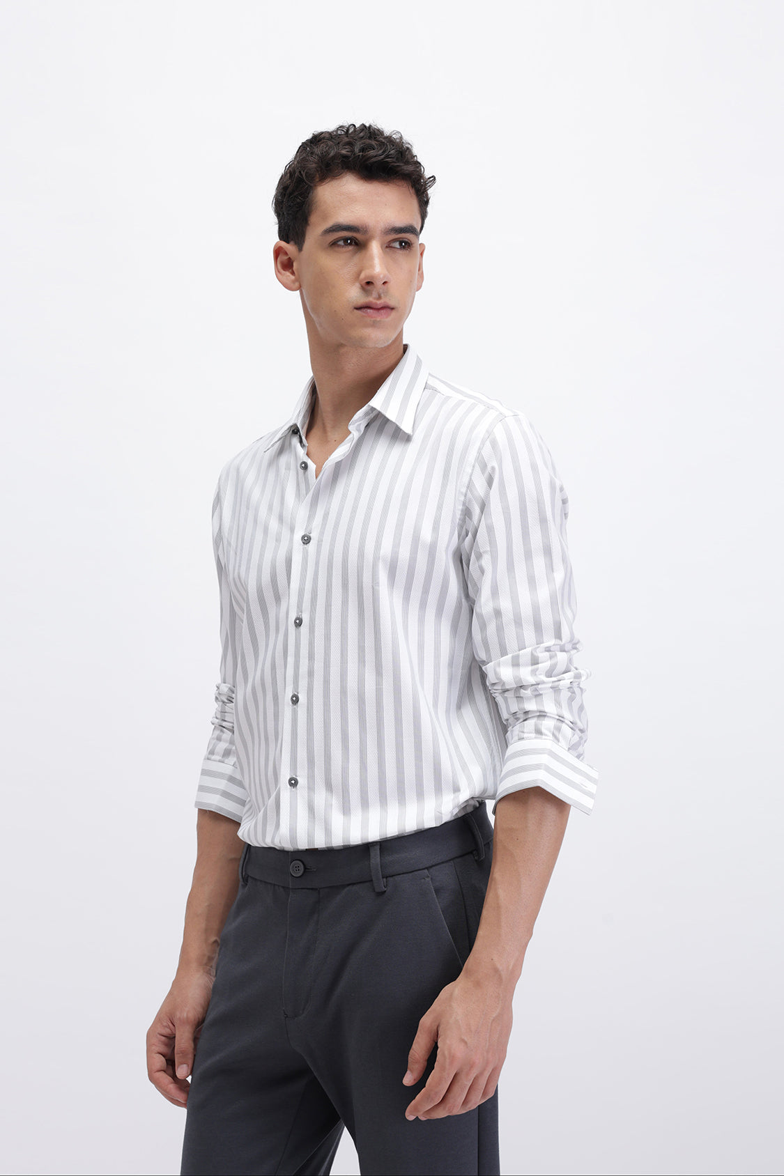 NOMAD WHITE GREY STRIPES SHIRT
