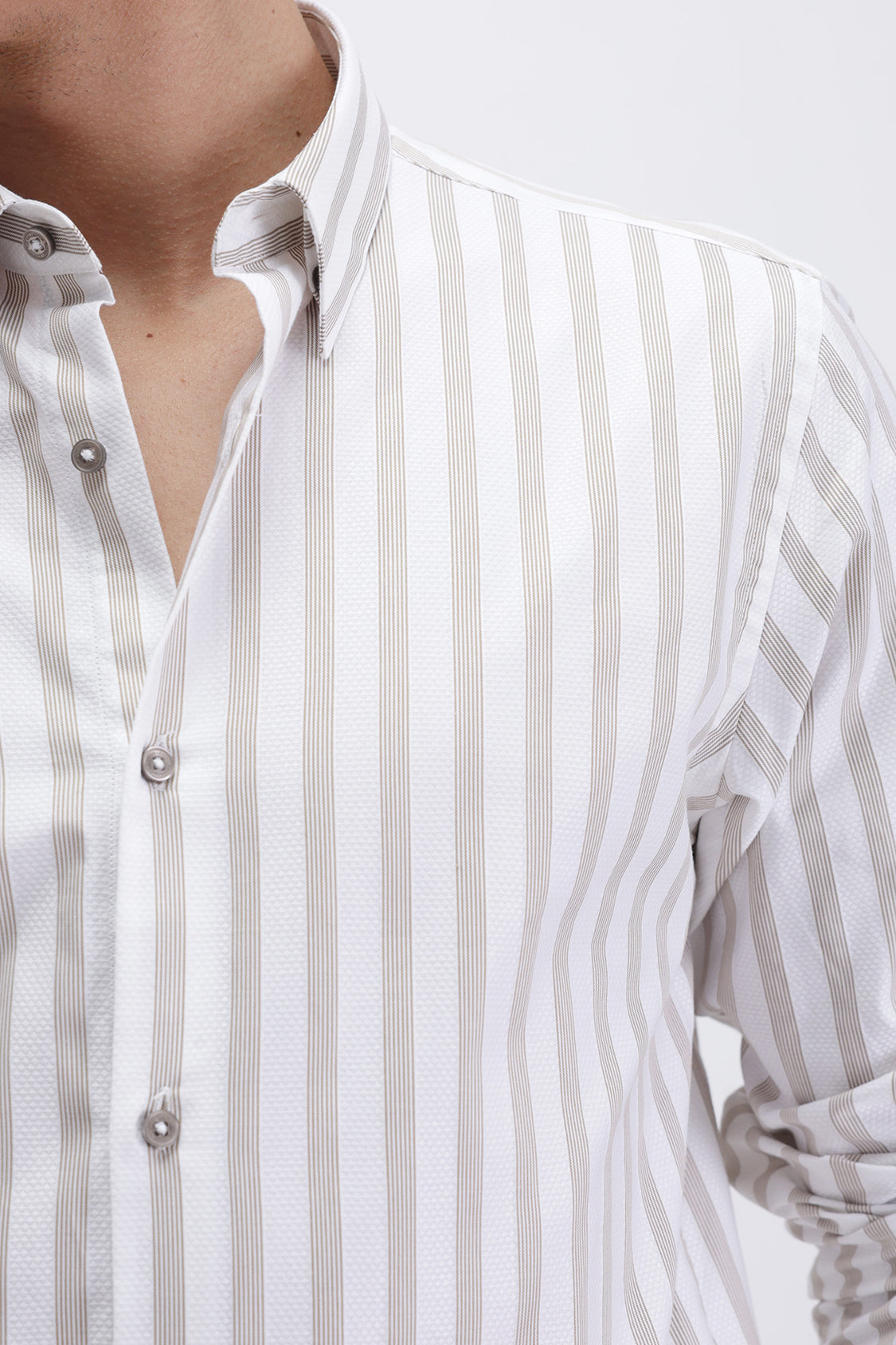 NOMAD WHITE BEIGE STRIPES SHIRT
