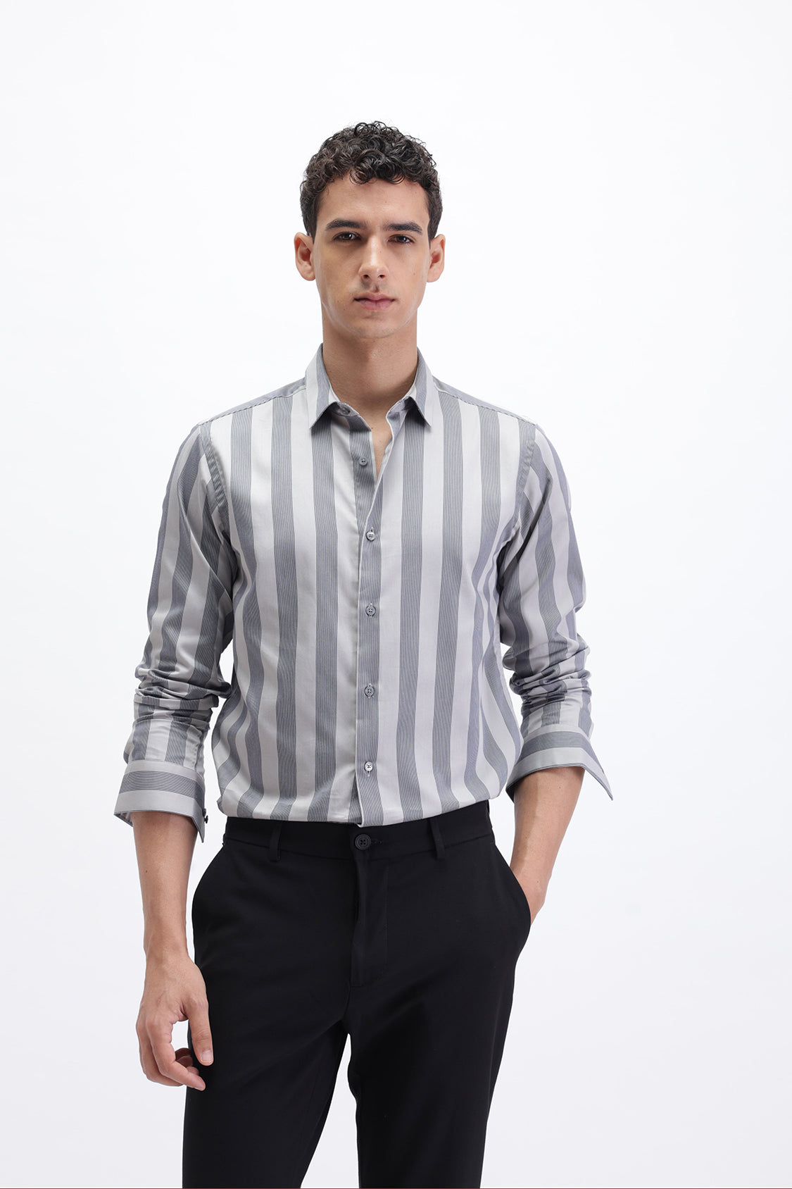 HYPER GREY NAVY STRIPES SHIRT