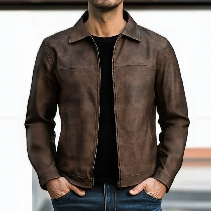 【24-hour shipping out】Men's Classic Fashion Zipper PU Leather Jacket 98679789U