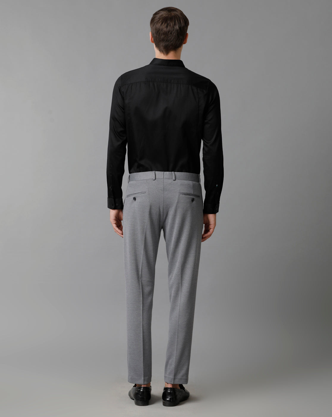 GREY KNITTED STRETCH MENS TROUSER