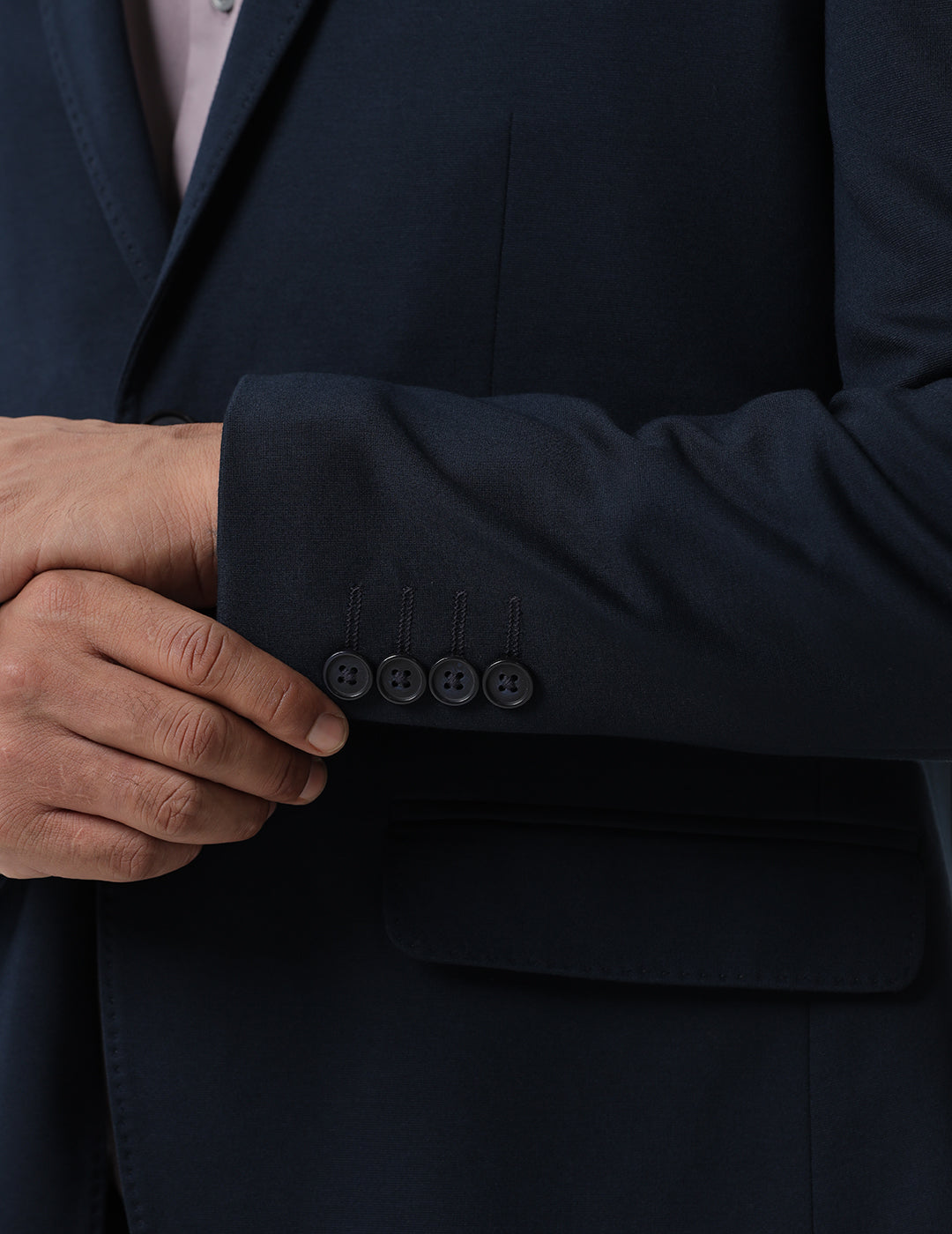 MENS SLIM FIT SINGLE BREASTED DARK BLUE FORMAL BLAZER 2