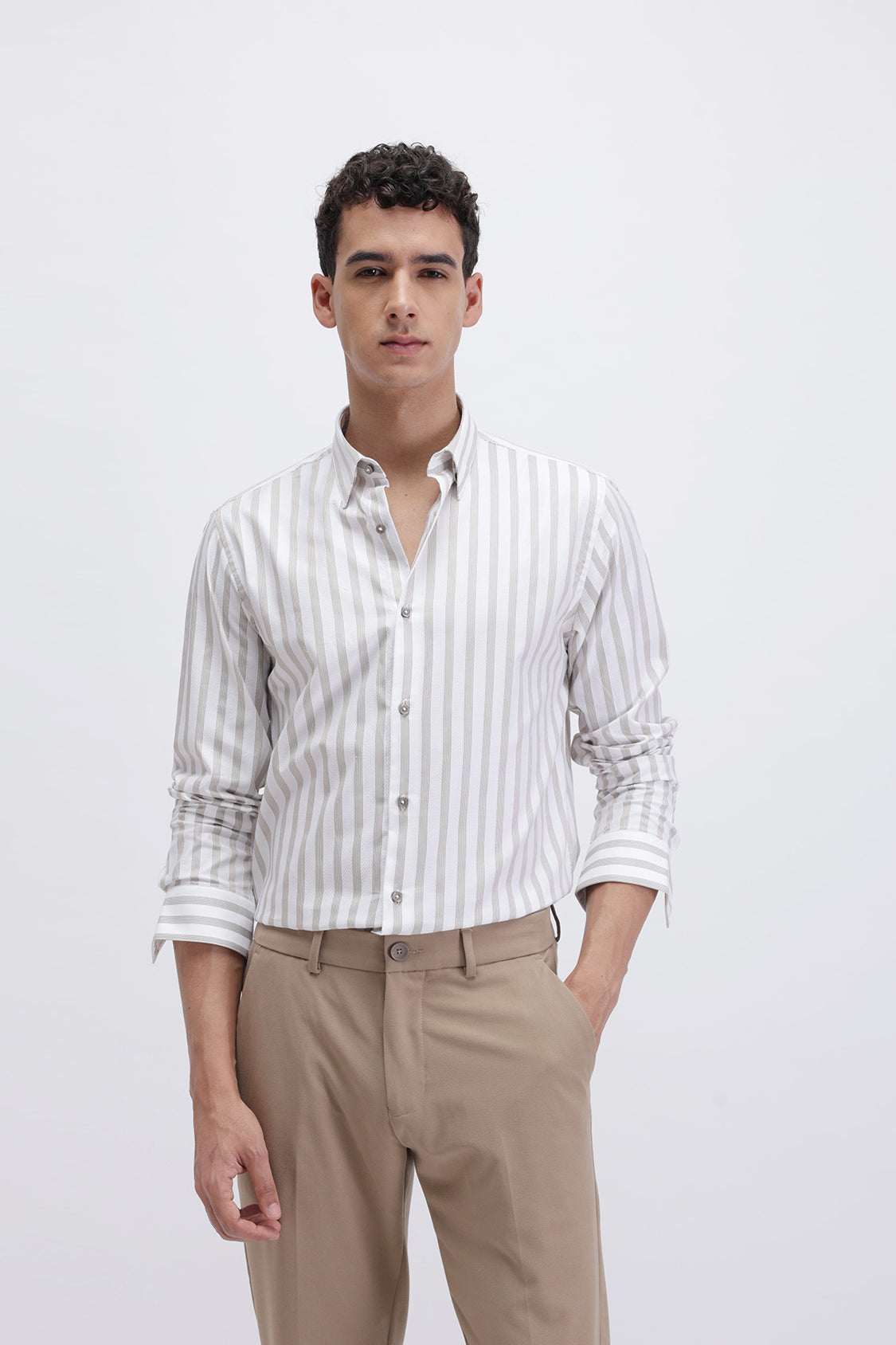 NOMAD WHITE BEIGE STRIPES SHIRT