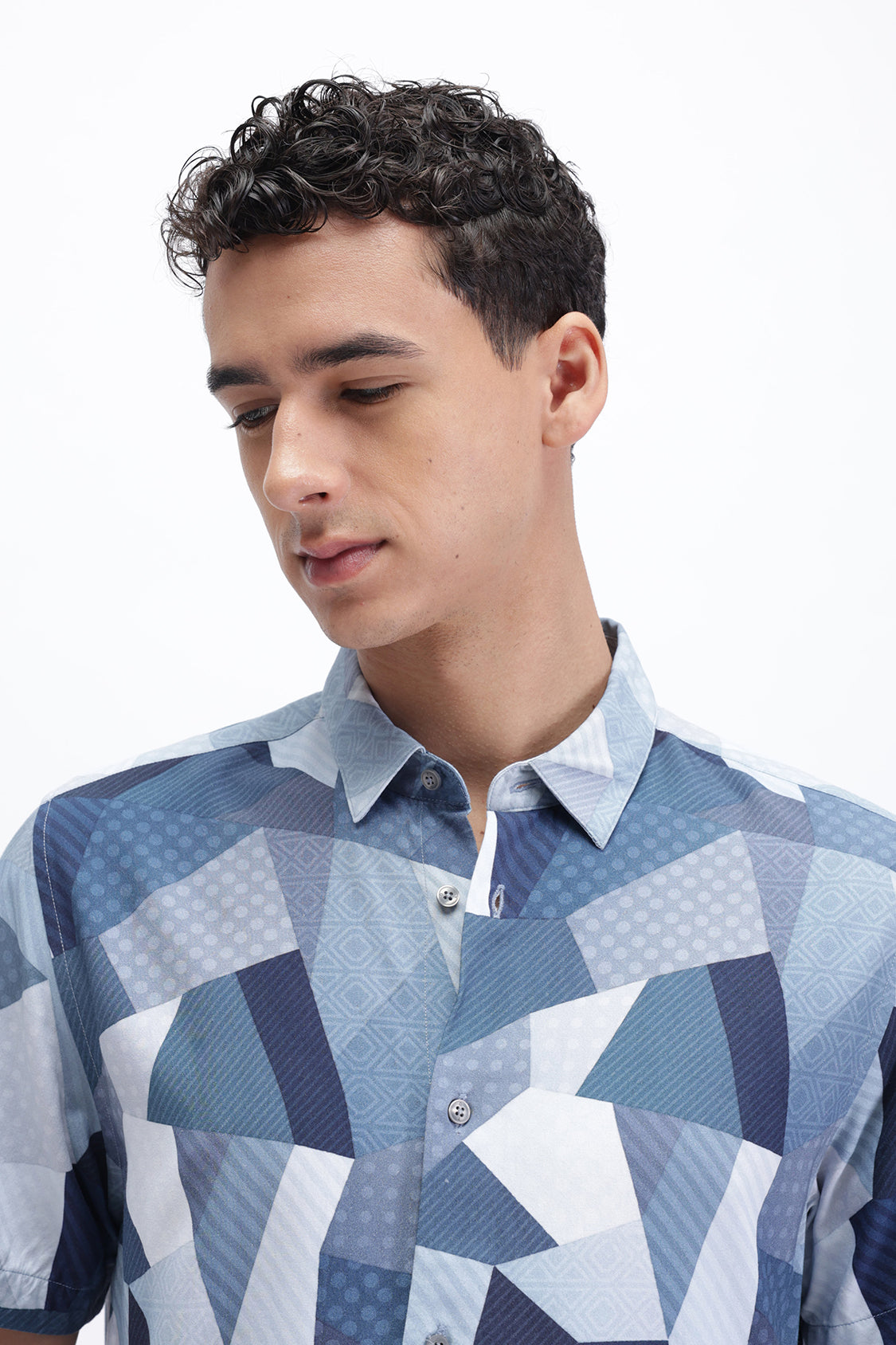ISH BLUE ABSTRACT PRINT SHIRT