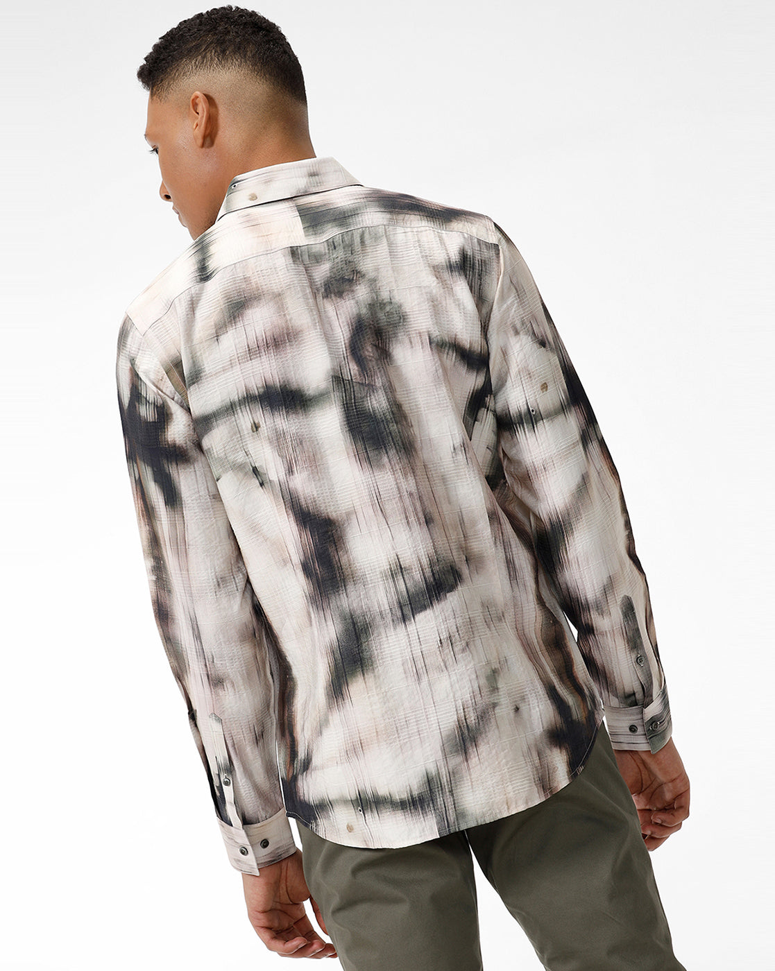 Green-Off White Printed Casual Shirt