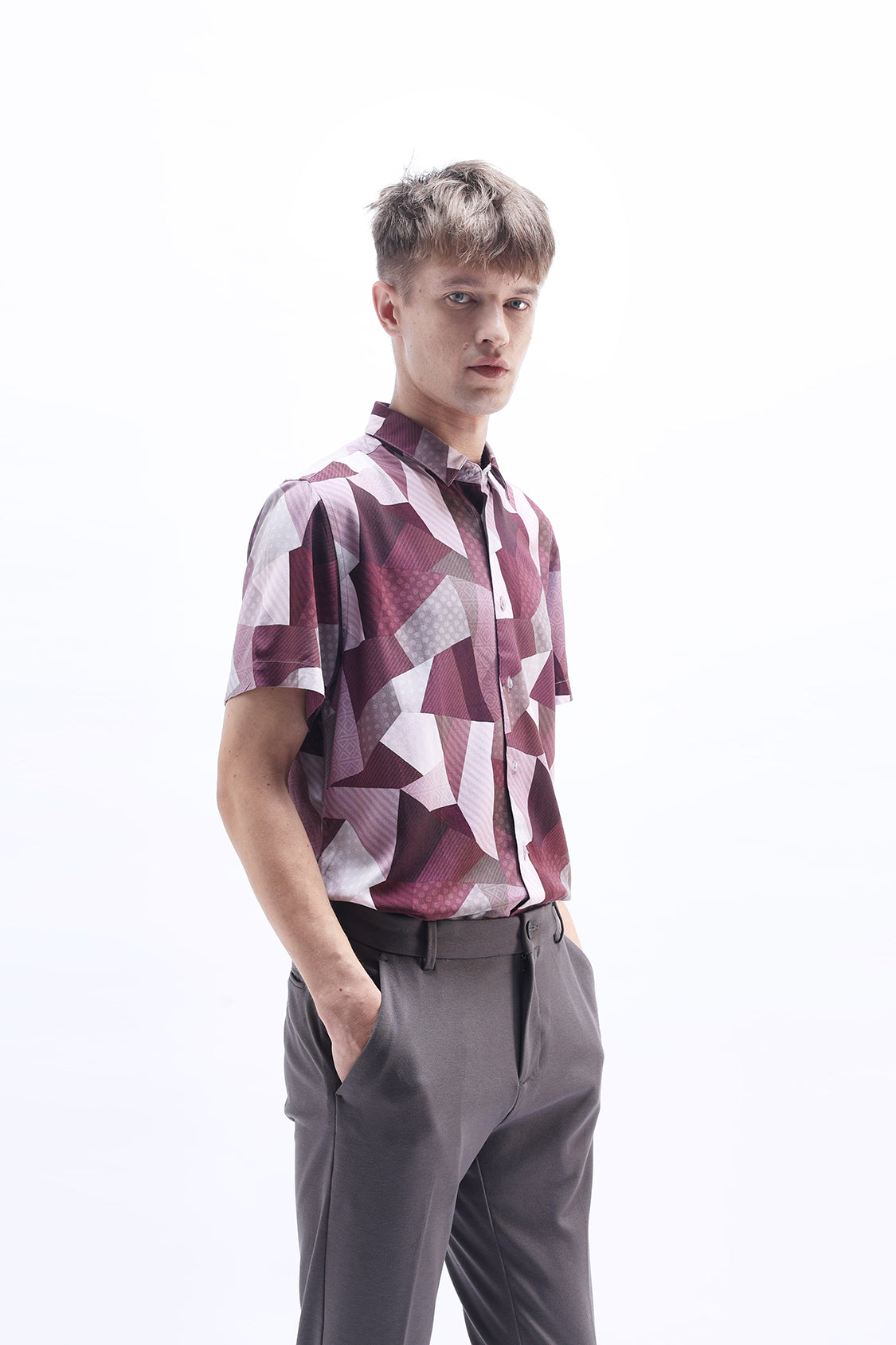 GERALD PINK ABSTRACT PRINT SHIRT