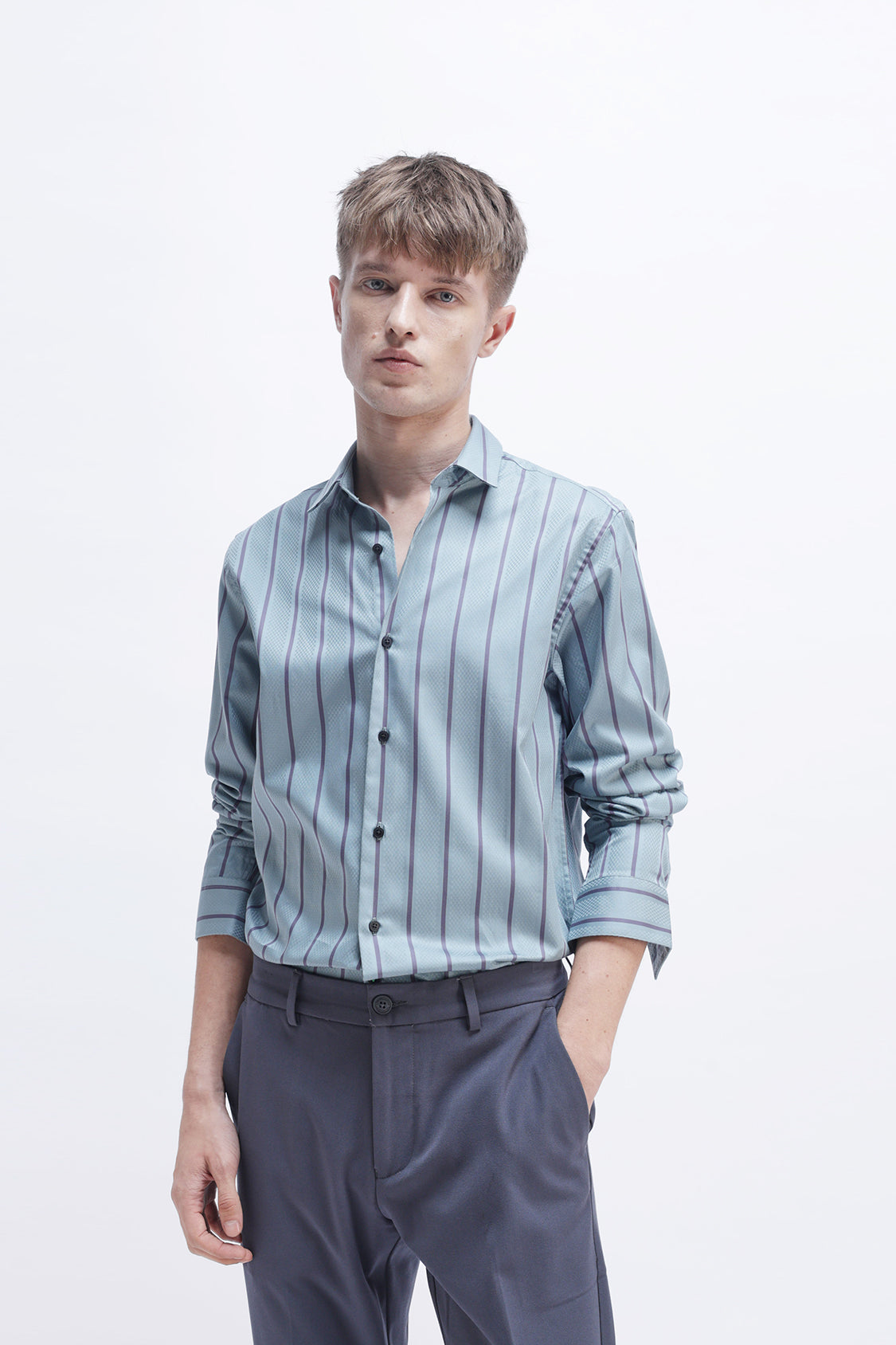 ROMIL STEEL BLUE STRIPES SHIRT