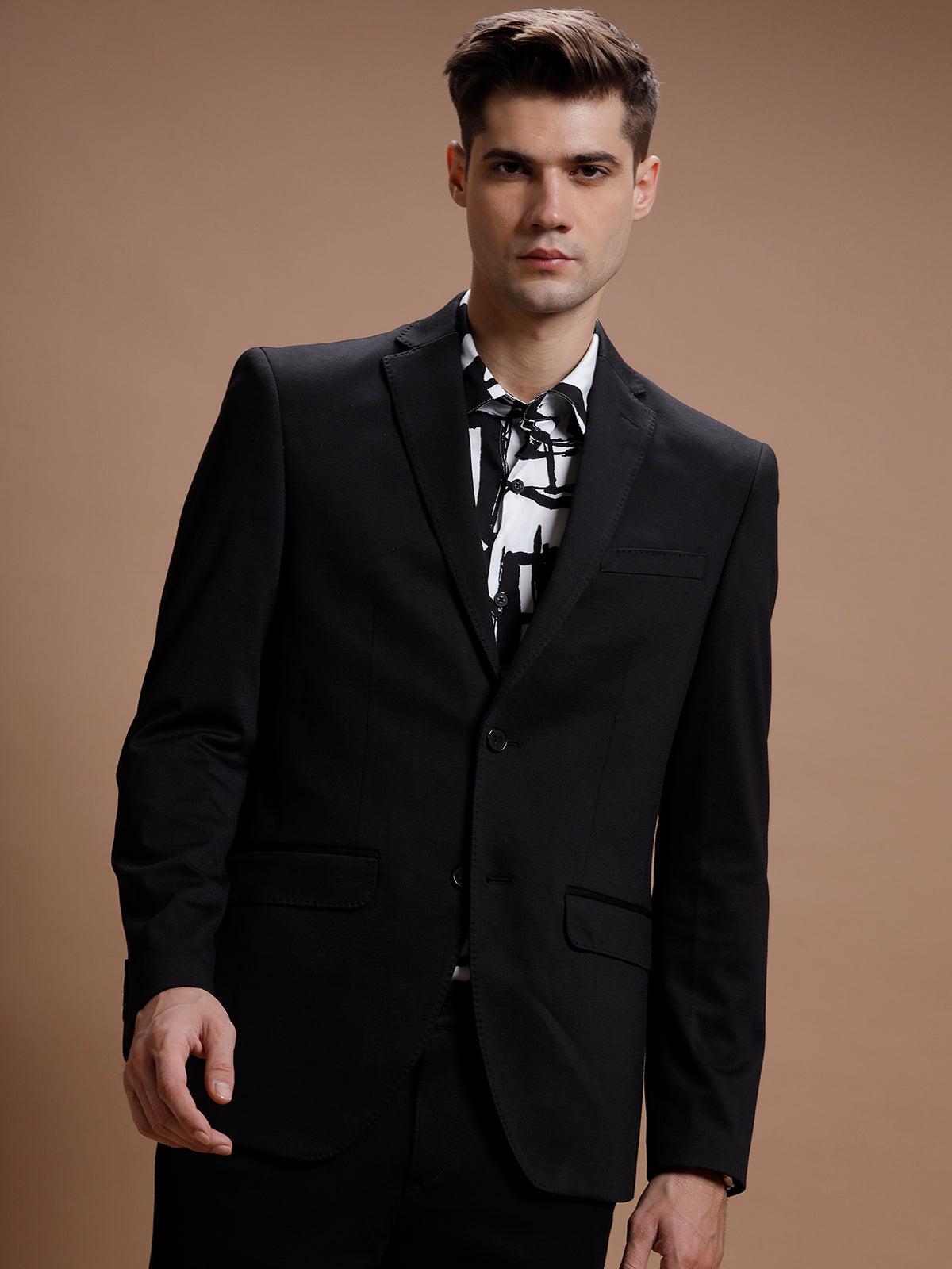 MENS SLIM FIT SINGLE BREASTED BLACK FORMAL BLAZER
