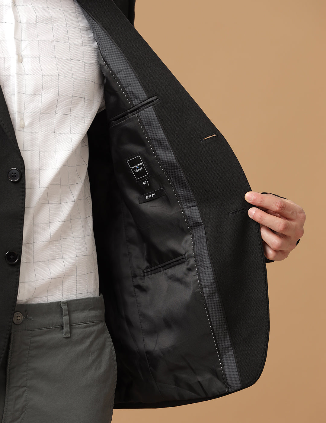 MENS SLIM FIT SINGLE BREASTED BLACK FORMAL BLAZER 1