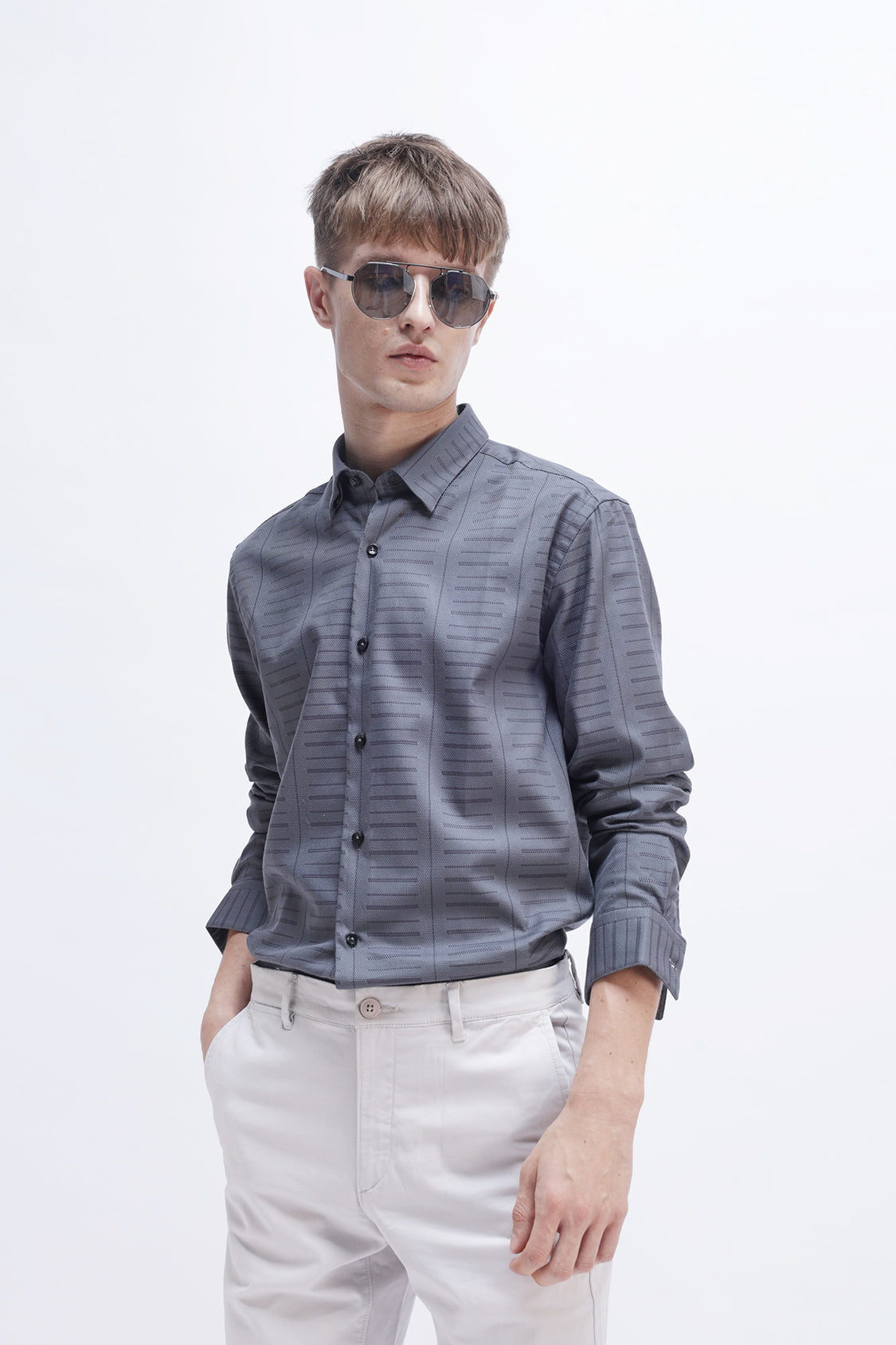 MOZILLA STEEL GREY STRIPES SHIRT