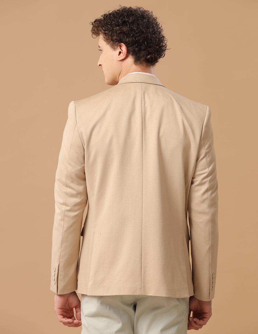MENS SLIM FIT SINGLE BREASTED BEIGE FORMAL BLAZER 2