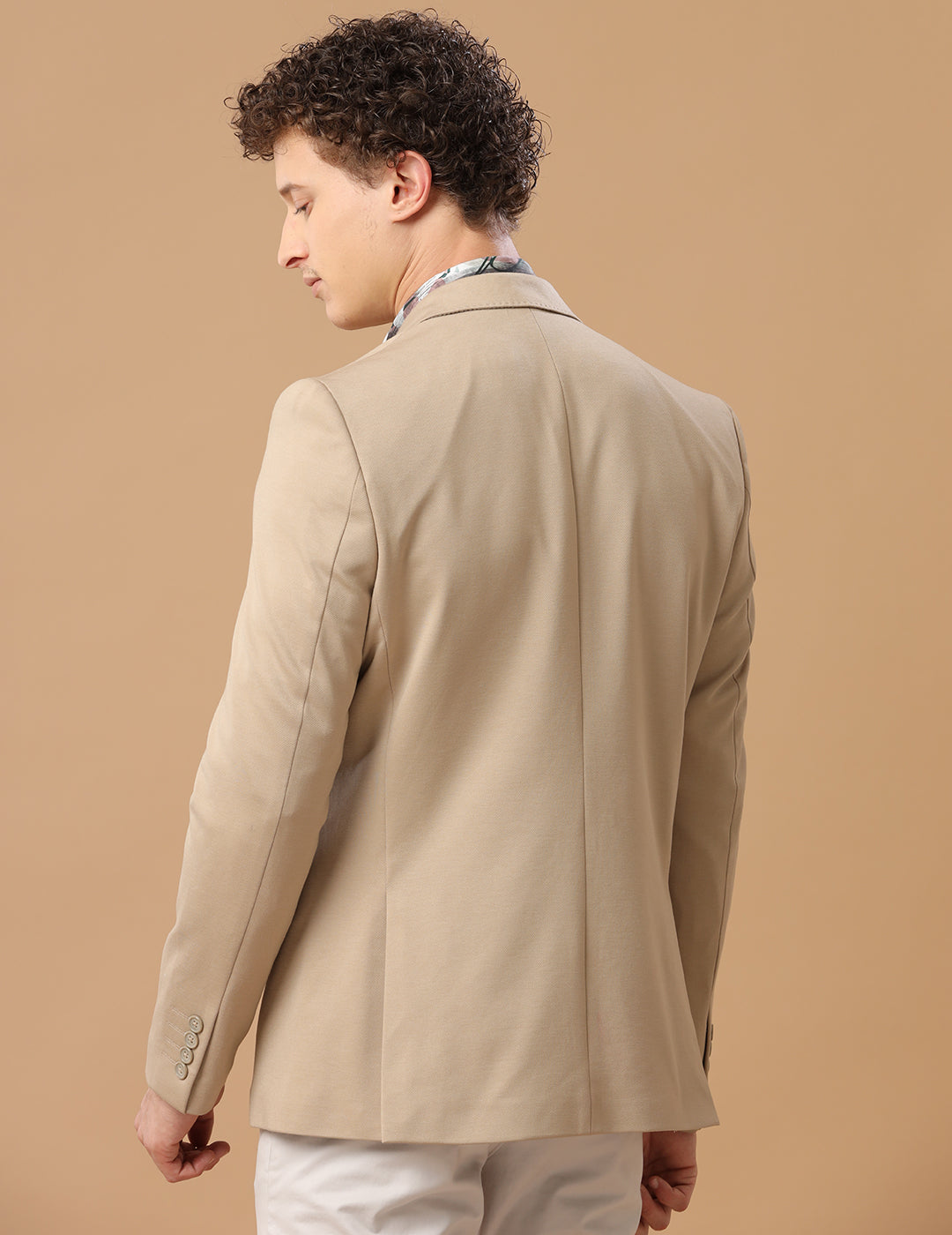 MENS SLIM FIT SINGLE BREASTED BEIGE FORMAL BLAZER
