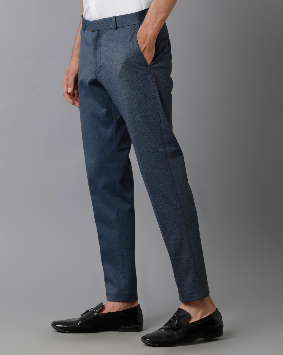 Teal Knitted Stretch Men's Trouser