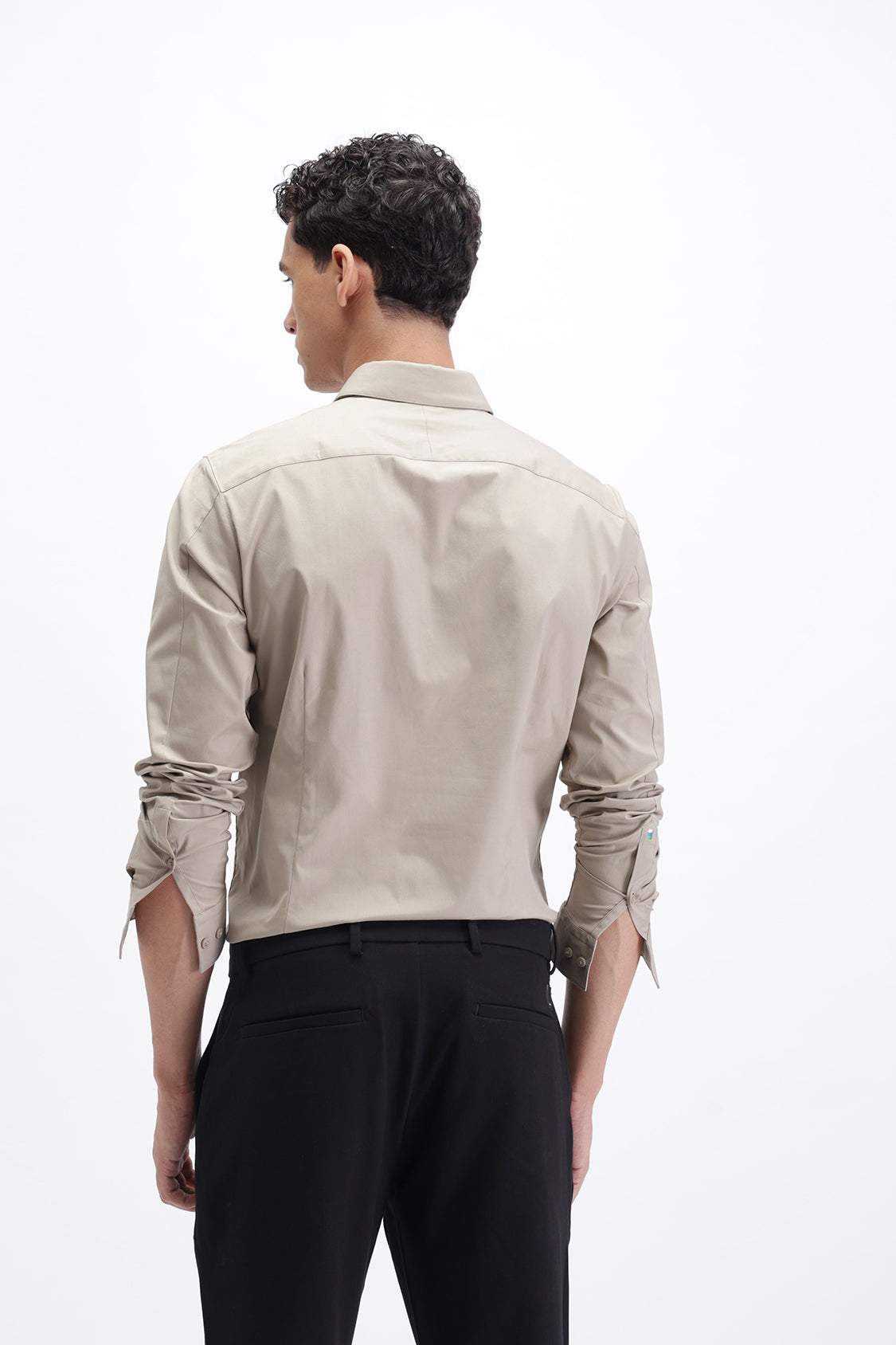 POWELL SIMPLY TAUPE SLIM FIT COTTON SHIRT