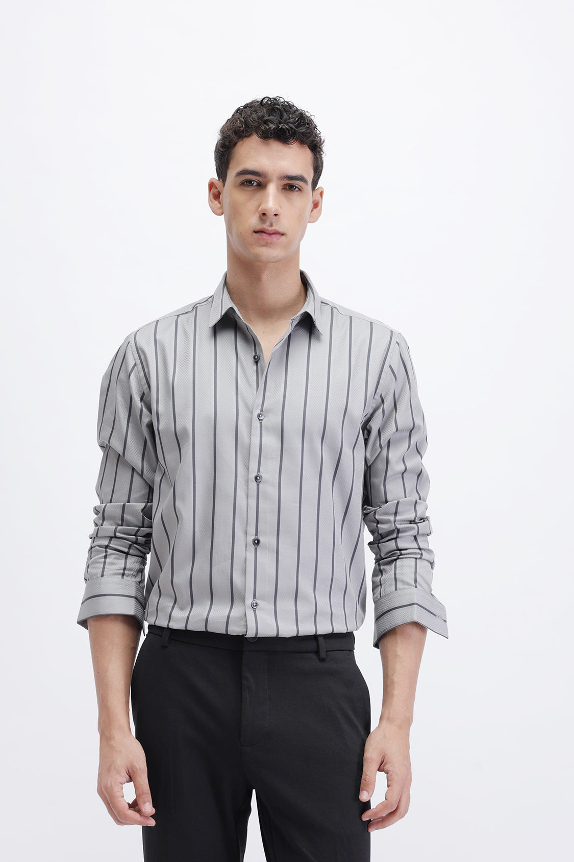 ROMIL GREY BLACK STRIPES SHIRT