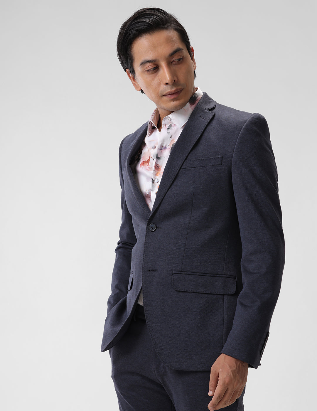 MENS SLIM FIT SINGLE BREASTED DARK BLUE FORMAL BLAZER