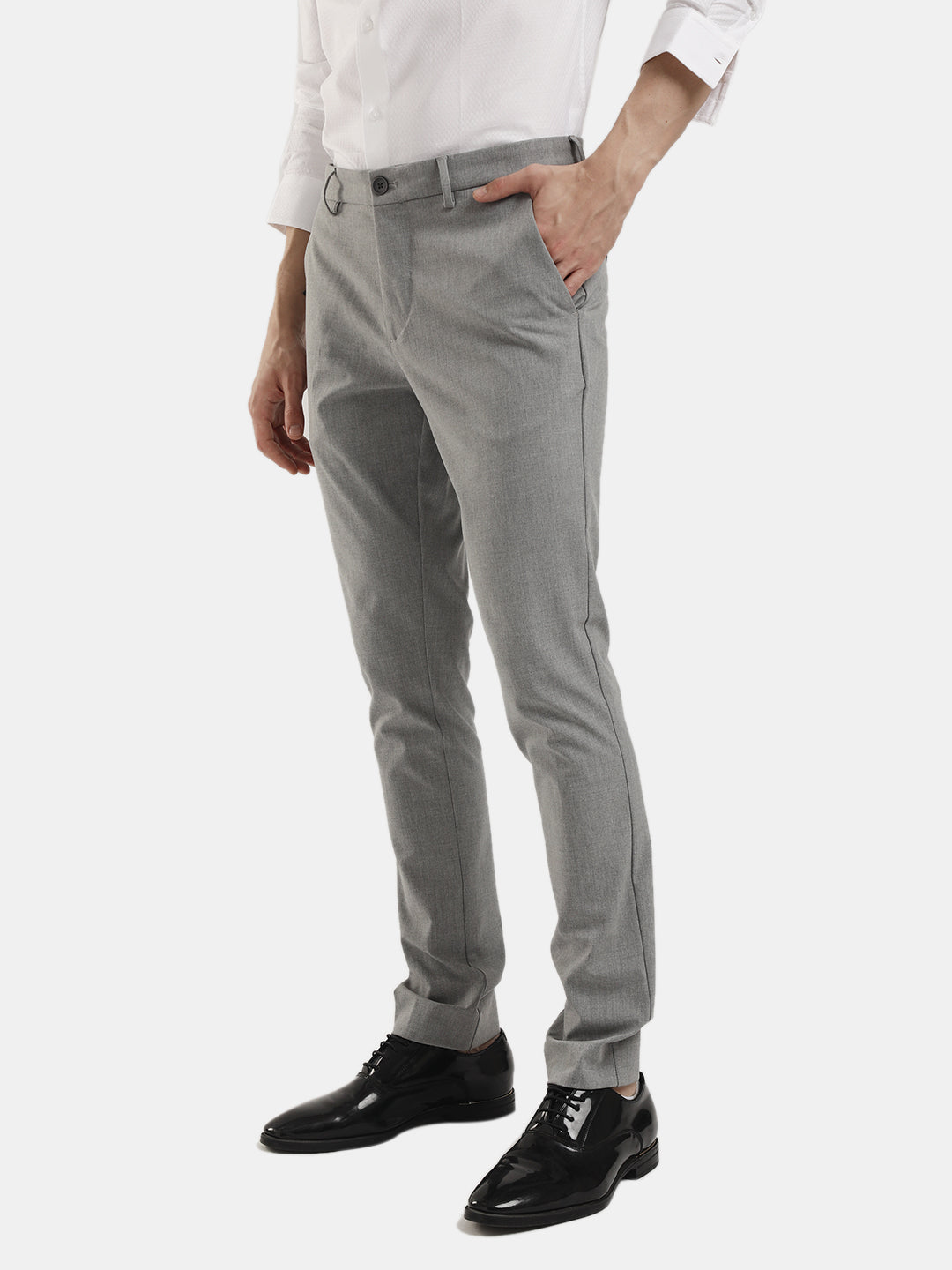 MENS TRAVIS LIGHT GREY MELANGE TROUSER