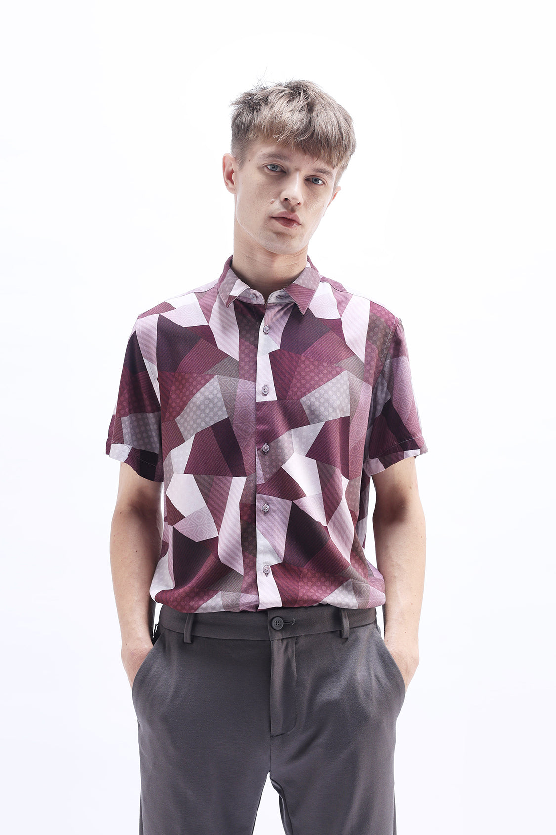 GERALD PINK ABSTRACT PRINT SHIRT