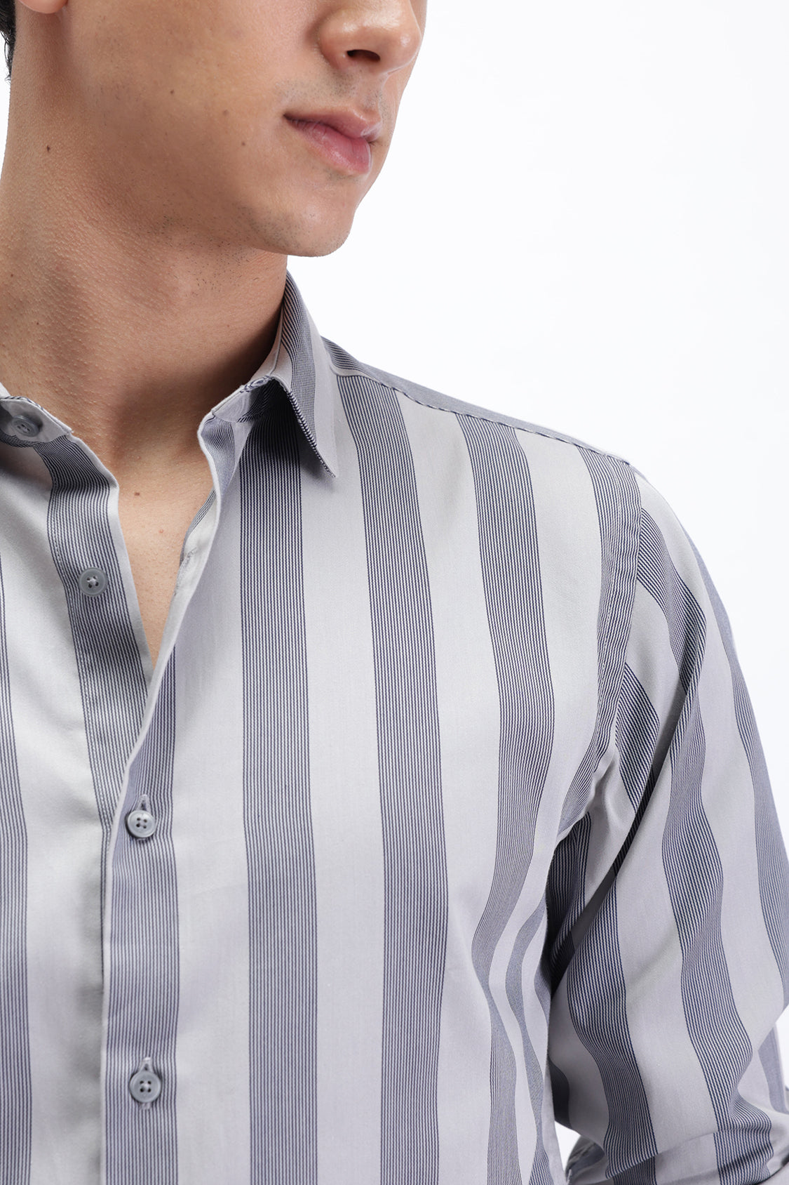 HYPER GREY NAVY STRIPES SHIRT