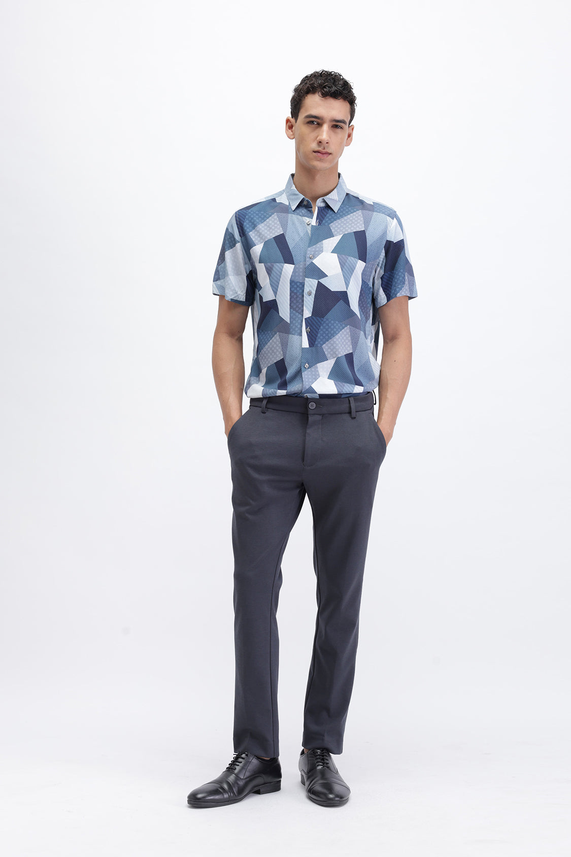 ISH BLUE ABSTRACT PRINT SHIRT