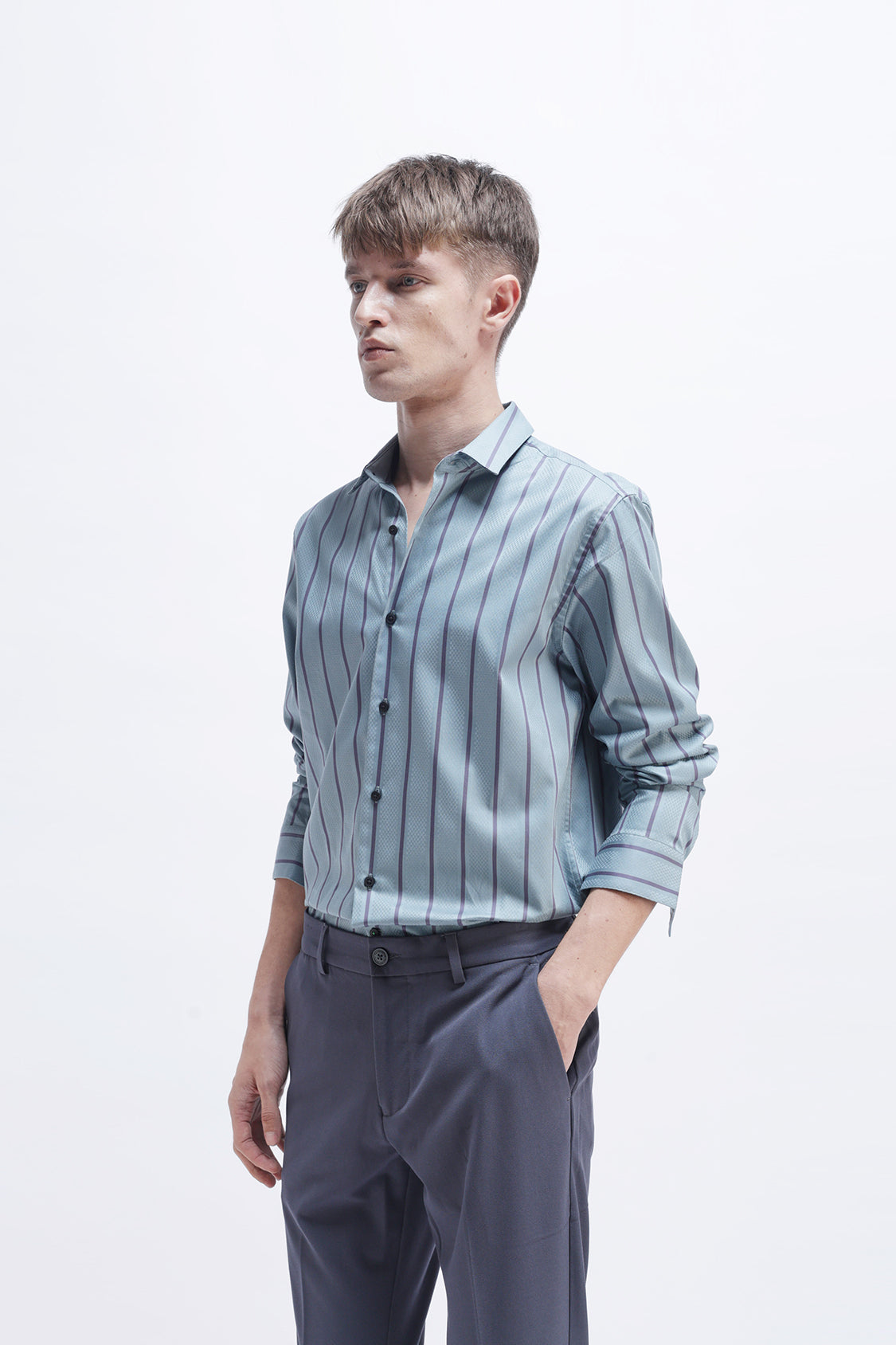 ROMIL STEEL BLUE STRIPES SHIRT