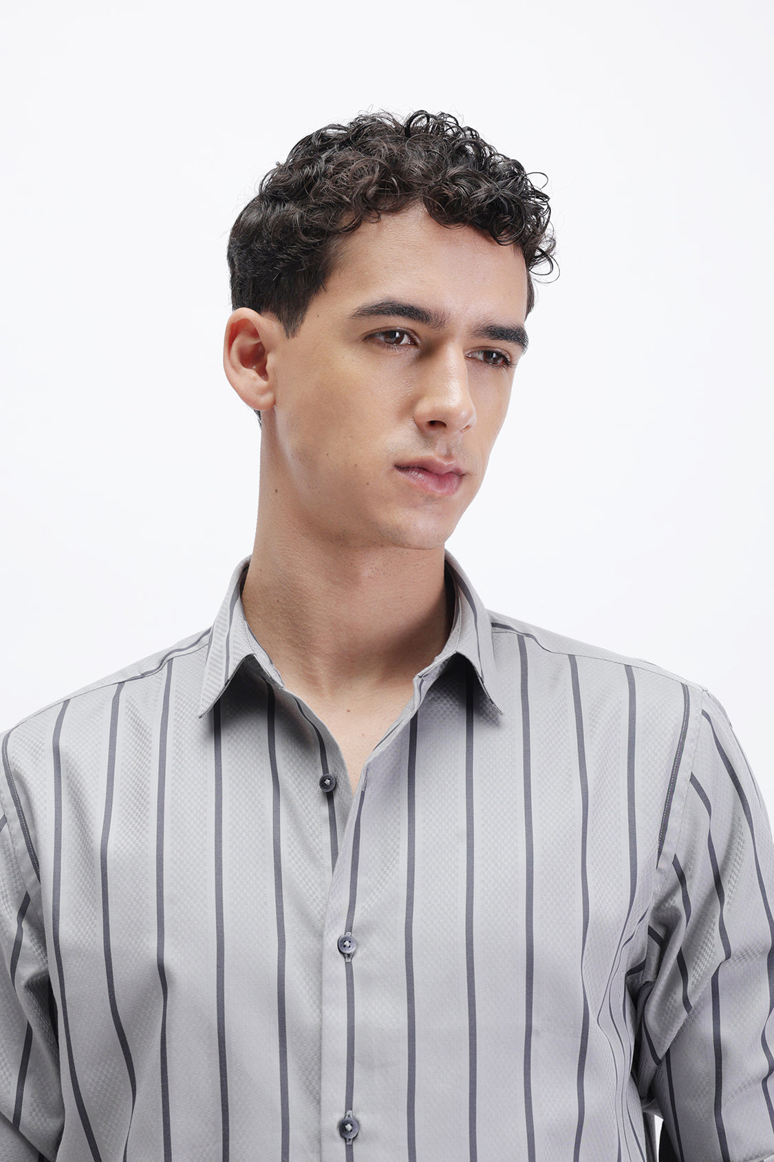 ROMIL GREY BLACK STRIPES SHIRT