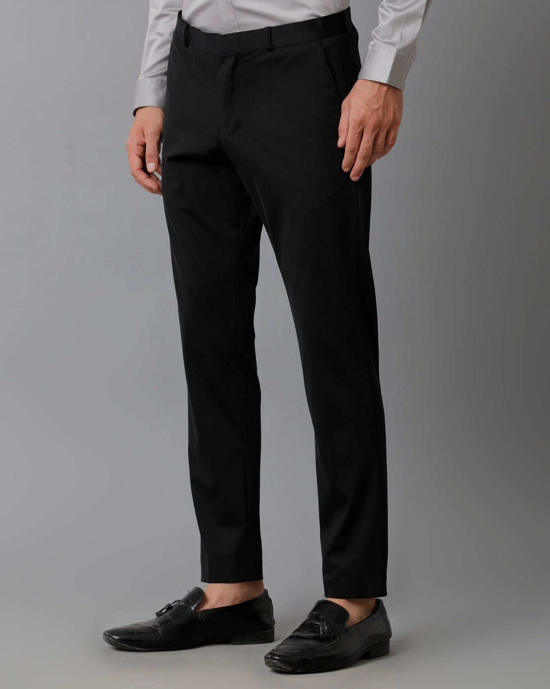 BLACK KNITTED STRETCH MENS TROUSER 3