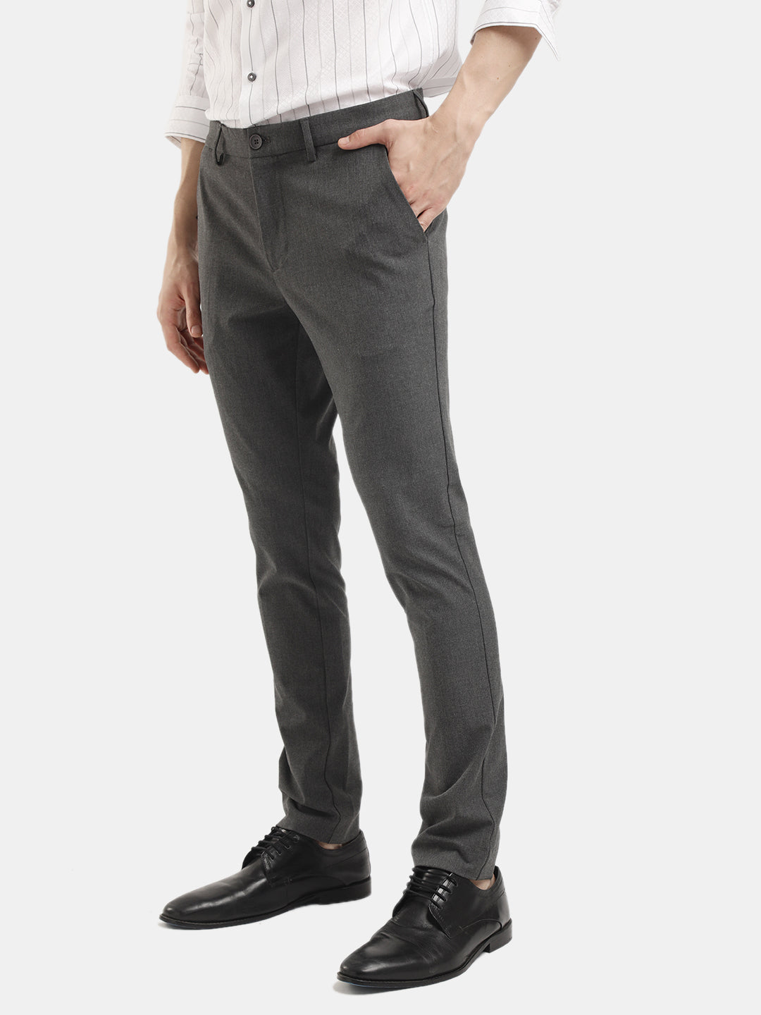 MENS TRAVIS DARK GREY MELANGE TROUSER